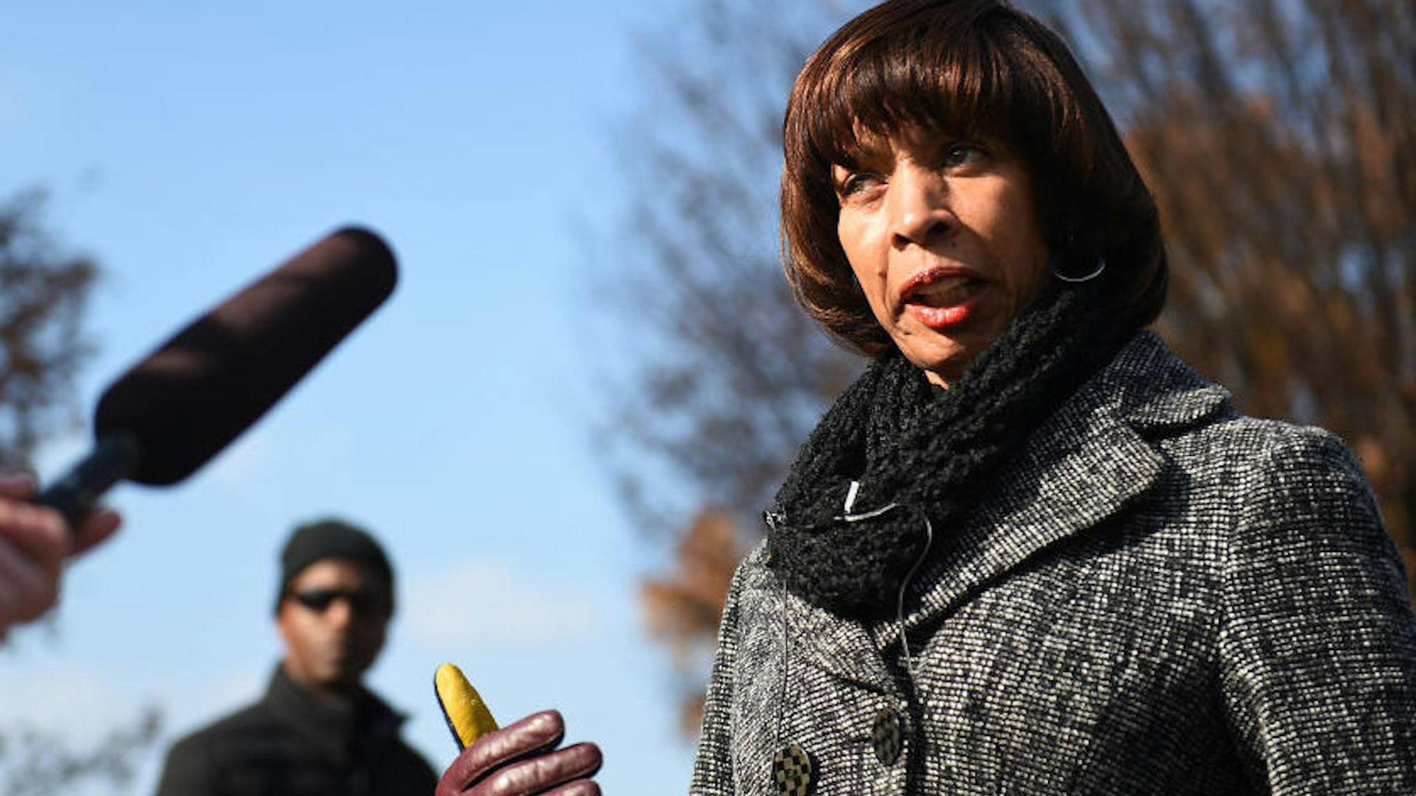 BALTIMORE, MD - DECEMBER 3: Baltimore Mayor Catherine Pugh marches in the Mayor's Annual Christmas parade in Hampden, Baltimore, MD, December 3, 2017. Baltimore recently topped 300 murders and Pugh faces other problems of poverty and drugs.