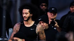 Colin Kaepernick Colin Kaepernick looks on during his NFL workout held at Charles R Drew high school on November 16, 2019 in Riverdale, Georgia. (Photo by Carmen Mandato/Getty Images)