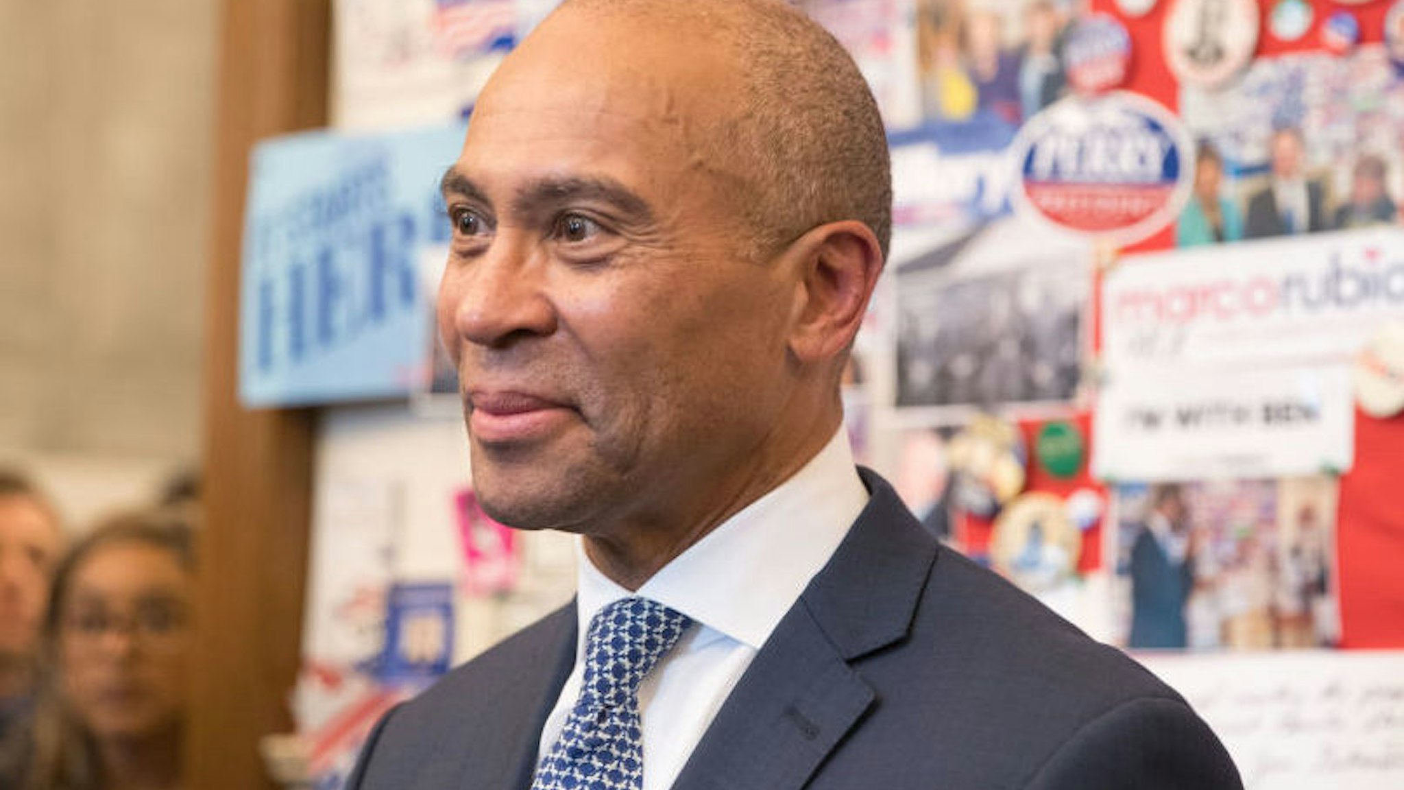 CONCORD, NH - NOVEMBER 14: Former Massachusetts Governor Deval Patrick stands in the visitor center of the New Hampshire State House after he filed his paperwork to run for president in 2020 at the New Hampshire State House on November 14, 2019 in Concord, New Hampshire. Patrick announced his late entry to the presidential race with less than three months to go before the first nominating contest.