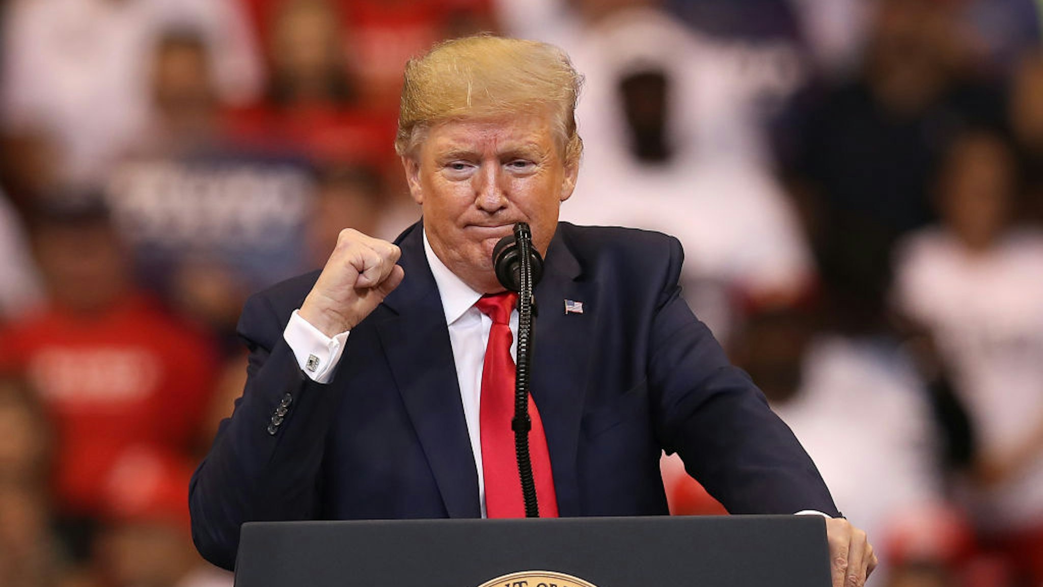 U.S. President Donald Trump speaks during a homecoming campaign rally at the BB&amp;T Center on November 26, 2019 in Sunrise, Florida. President Trump continues to campaign for re-election in the 2020 presidential race. (Photo by Joe Raedle/Getty Images)