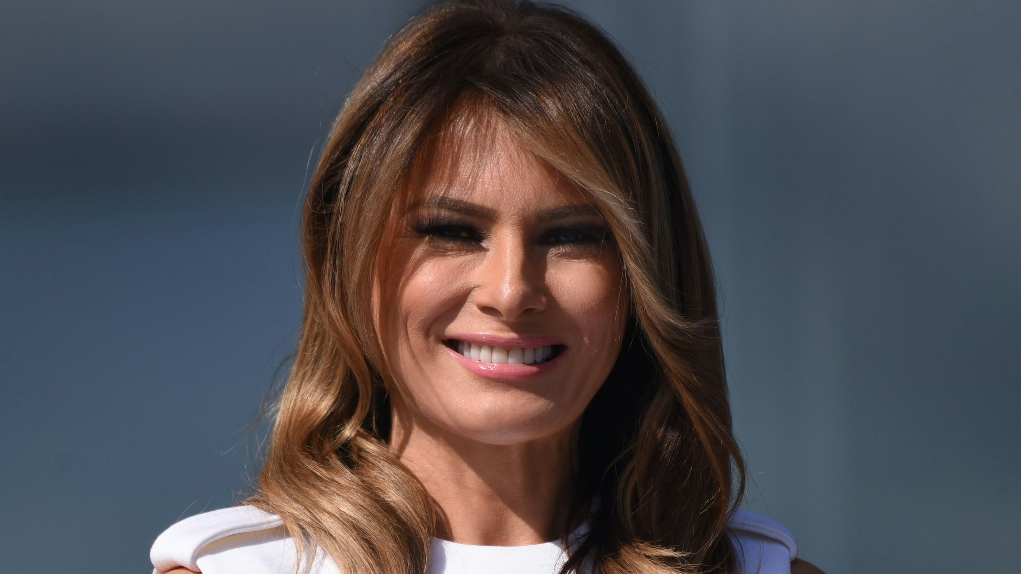US First Lady Melania Trump looks during the reopening of the Washington Monument on the National Mall on September 19, 2019 in Washington, DC. (Photo by Olivier Douliery / AFP) (Photo credit should read OLIVIER DOULIERY/AFP via Getty Images)
