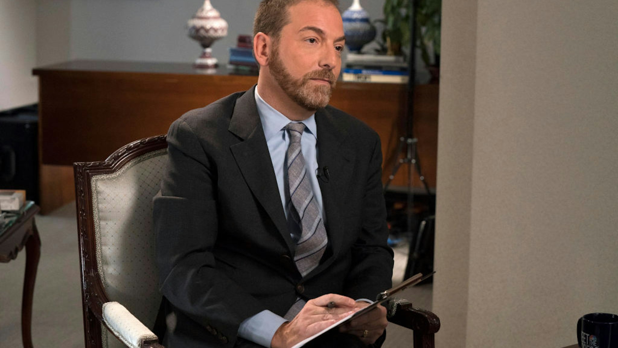 Chuck Todd interviews Iran FM Javad ZarifI in the Iran Mission to the United Nations in New York City on September 28, 2019 .