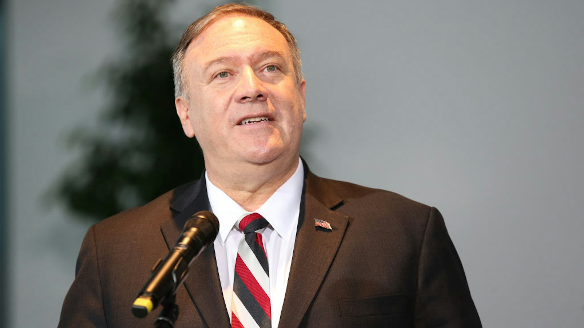 U.S. Secretary of State Mike Pompeo speaks during a press statement at the German Chancellery on November 8, 2019 in Berlin, Germany.