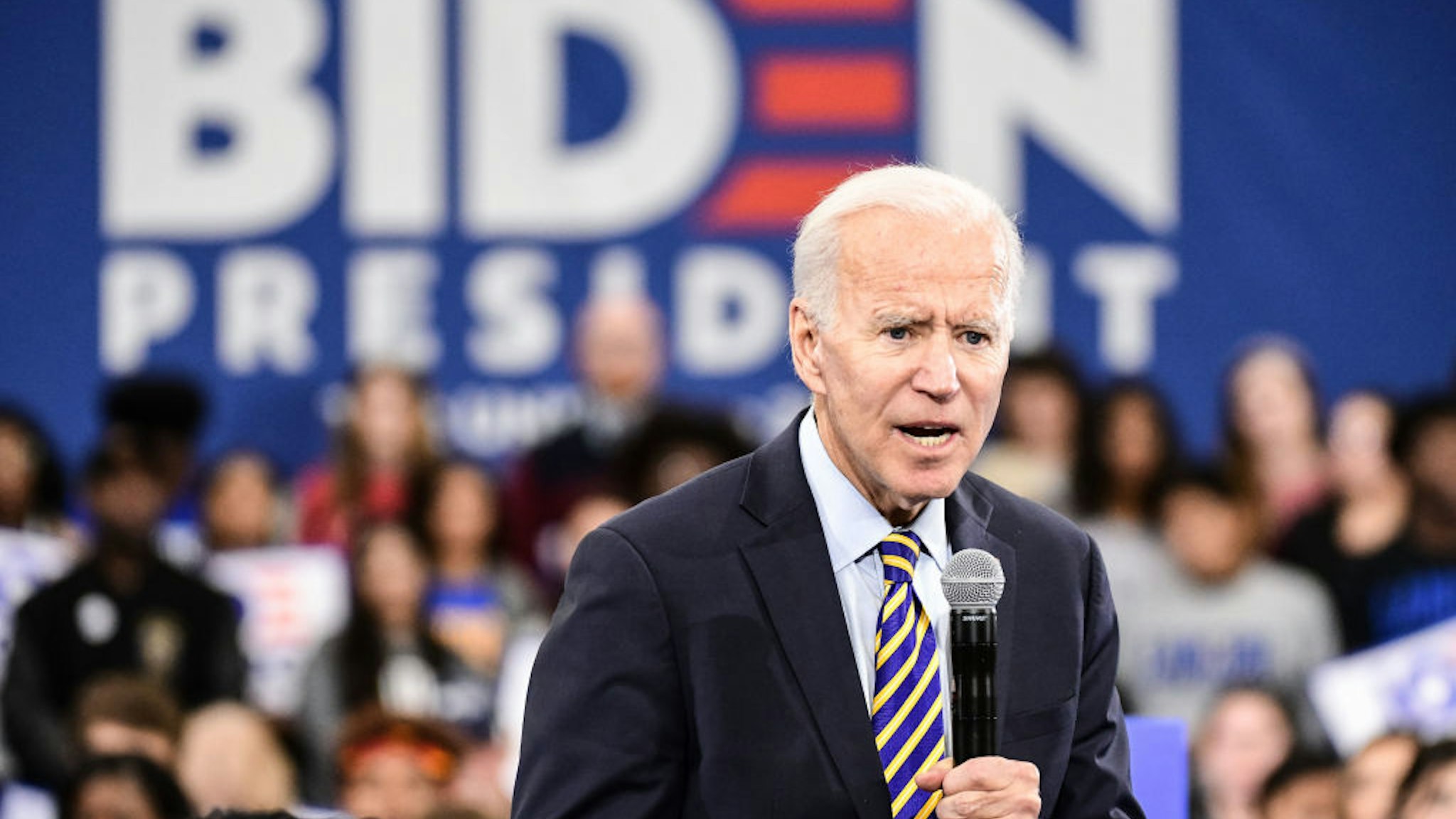 Democratic presidential candidate, former vice President Joe Biden speaks to the audience during a town hall on November 21, 2019 in Greenwood, South Carolina.