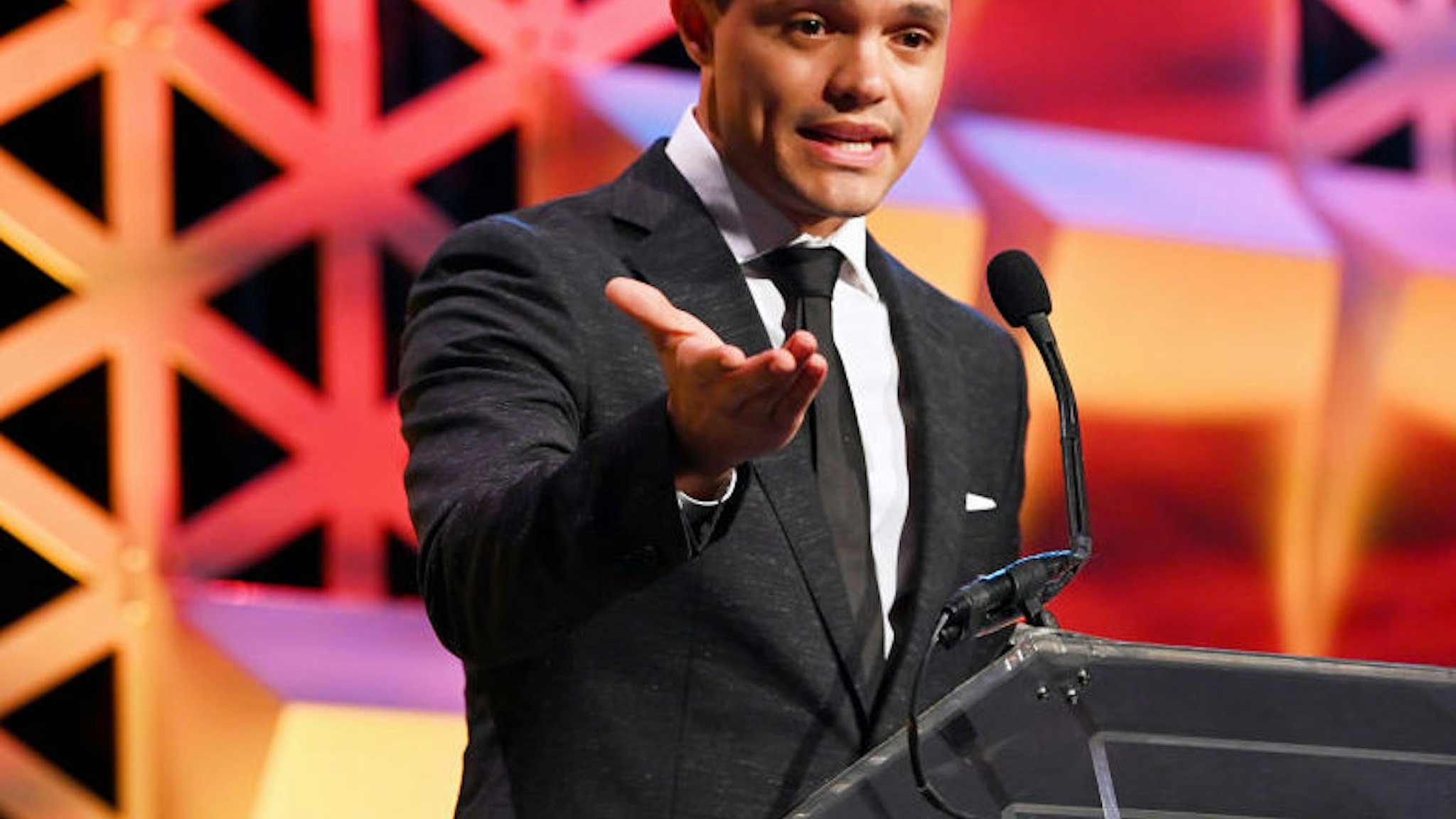 NEW YORK, NEW YORK - NOVEMBER 04: Trevor Noah speaks onstage during Pencils Of Promise 2019 Gala: An Evolution Within at Cipriani Wall Street on November 04, 2019 in New York City.