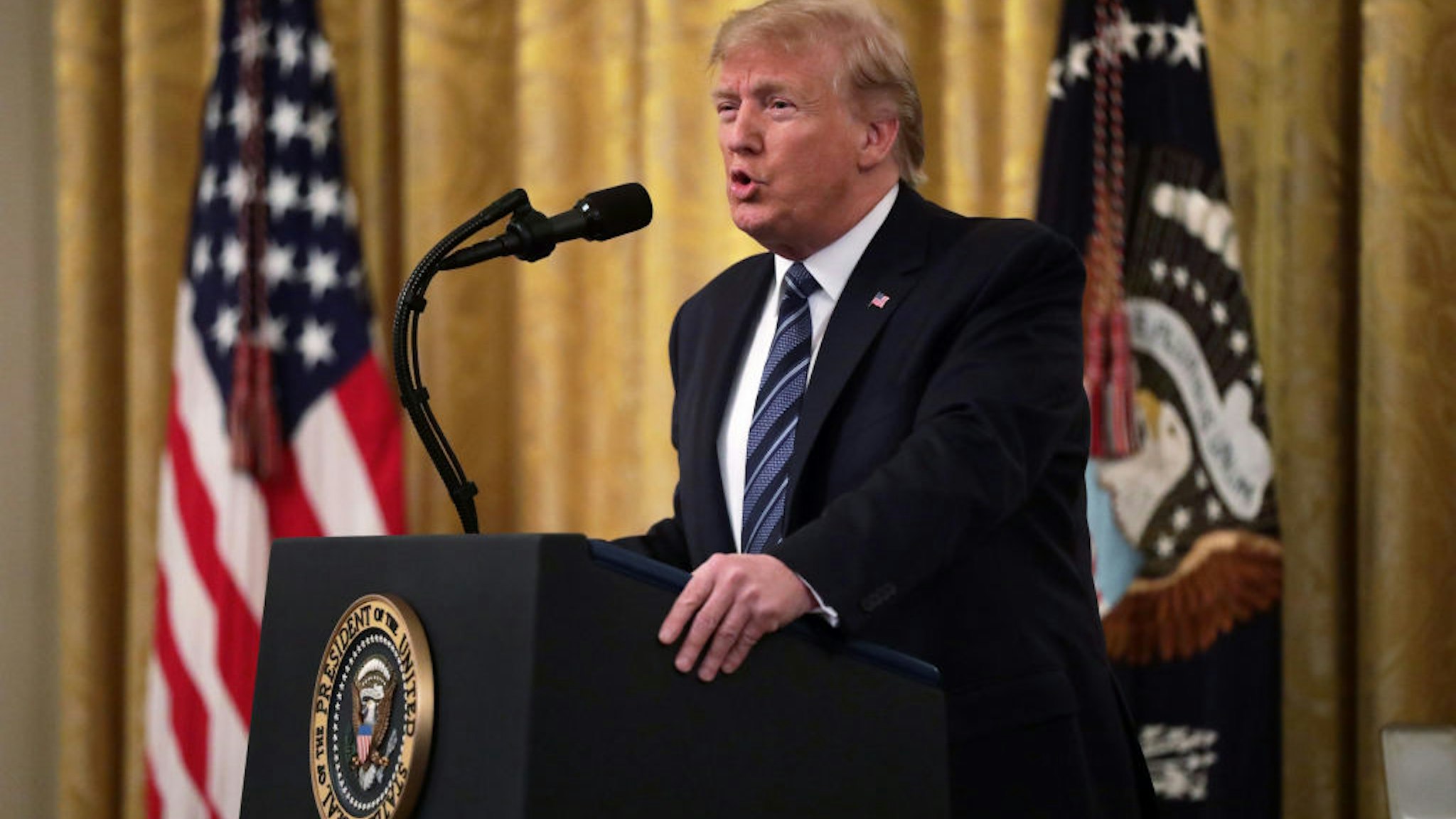 U.S. President Donald Trump speaks during an East Room event at the White House November 7, 2019 in Washington, DC.