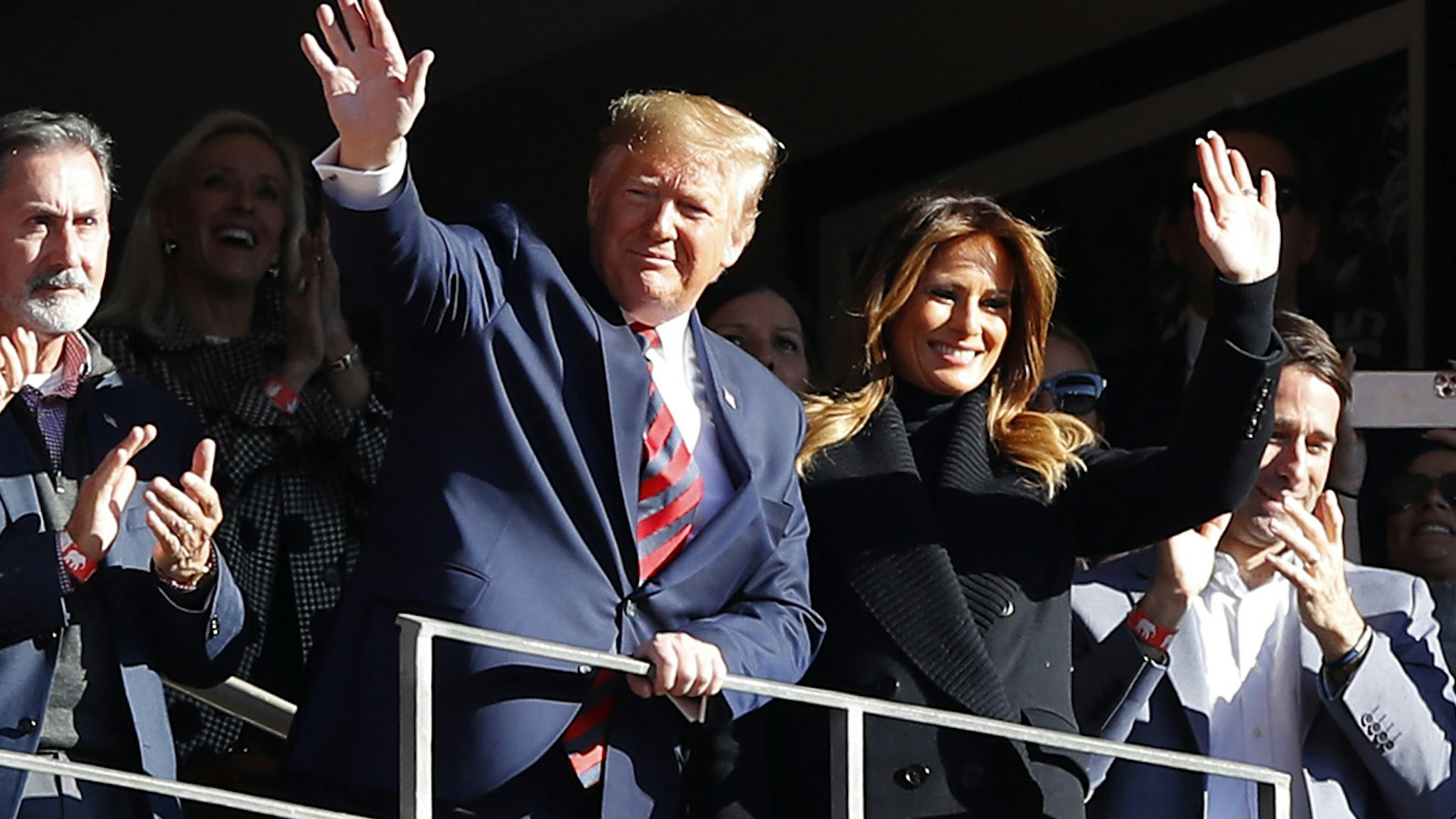 TUSCALOOSA, ALABAMA - NOVEMBER 09: President Donald Trump and first lady Melania Trump attend the game between the LSU Tigers and the Alabama Crimson Tide at Bryant-Denny Stadium on November 09, 2019 in Tuscaloosa, Alabama. (Photo by Kevin C. Cox/Getty Images)