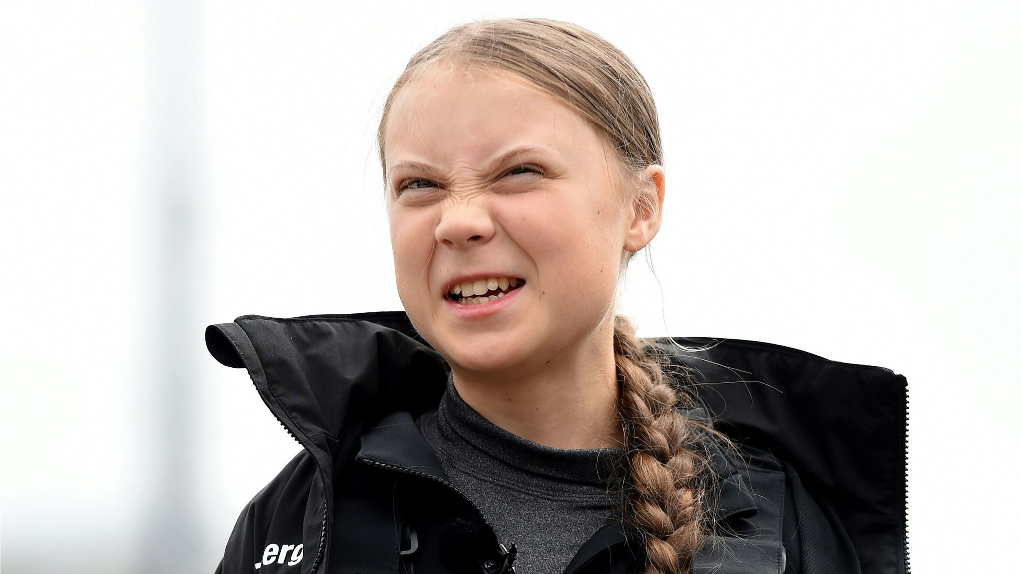 Climate change activist Greta Thunberg speaks at a press conference before setting sail for New York in the 60ft Malizia II yacht from Mayflower Marina, on August 14, 2019 in Plymouth, England. Greta Thunberg is a teenage activist born in Sweden in 2003. She began protesting outside the Belgian Parliament aged 15 and started the School Strike for Climate movement which has gained global popularity seeing school students campaigning against Climate Change on Fridays instead of attending their lessons. Greta has stopped flying as the aviation industry is responsible for 12% of CO2 emissions from all forms of transports. Once in New York she will attend a climate change conference.