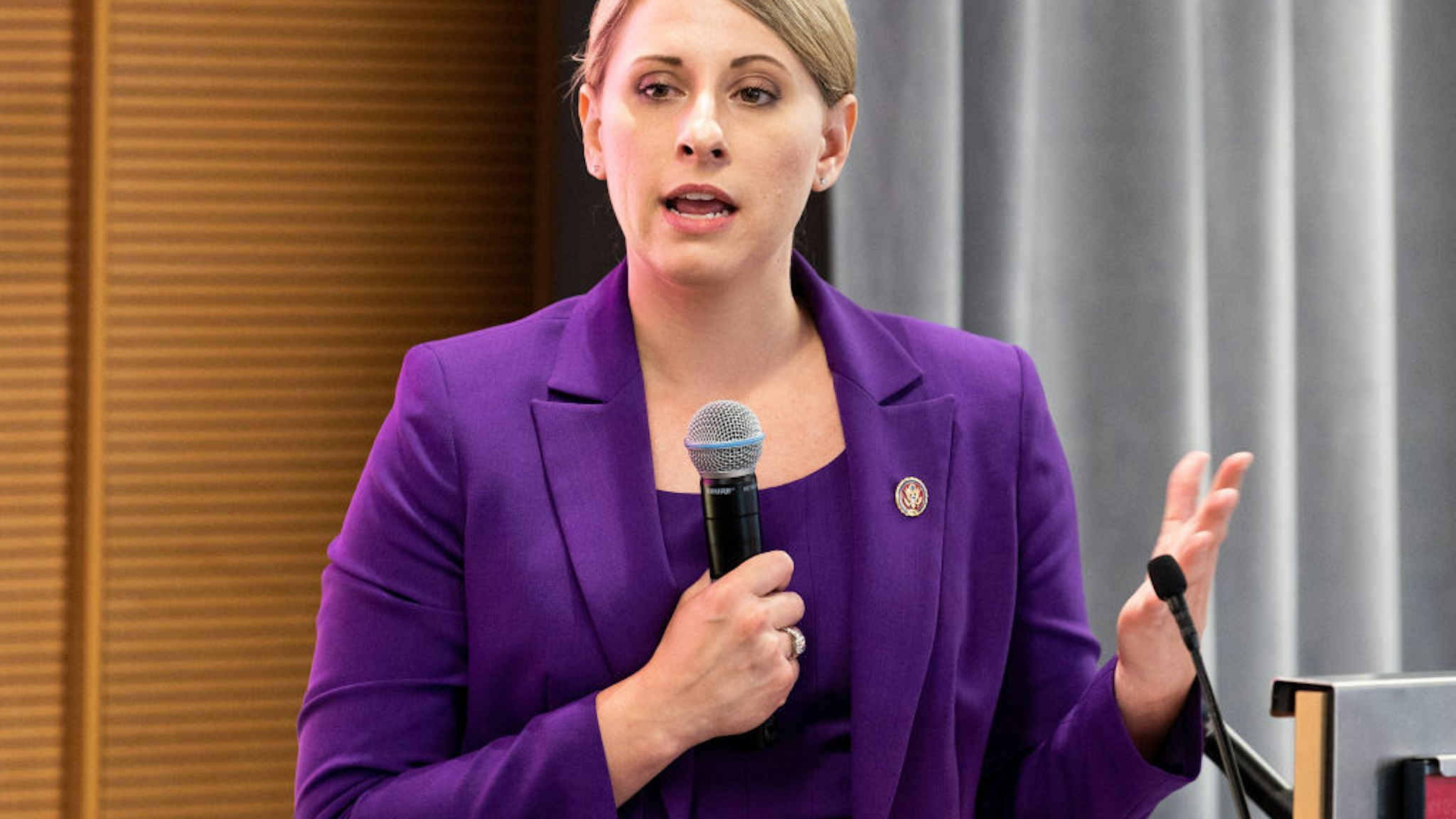 Katie Hill speaking at the Ignite Young Women Run D.C. Conference in Washington, DC.