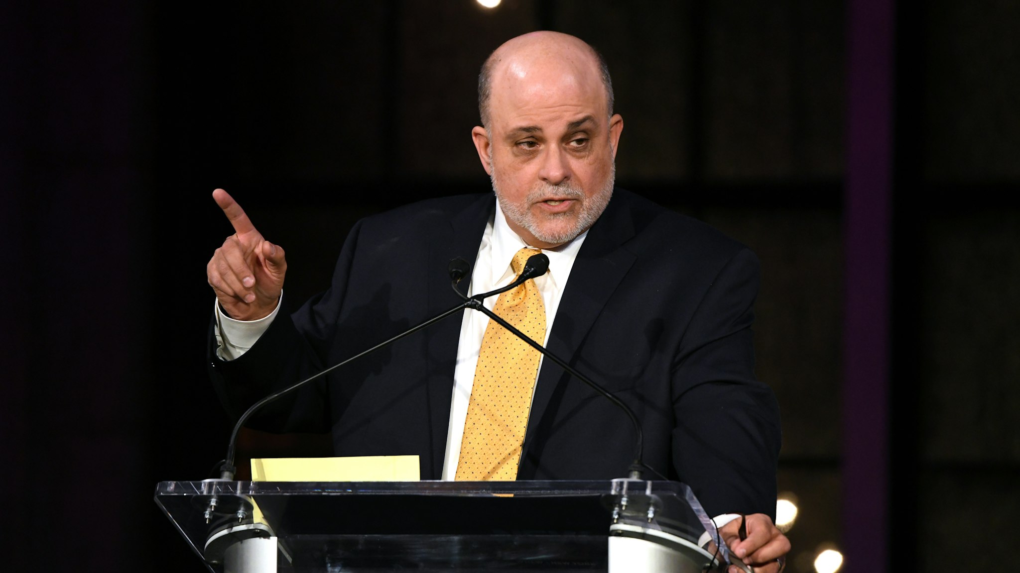 NEW YORK, NY - NOVEMBER 15: Inductee Mark Levin speaks on stage during Radio Hall Of Fame 2018 Induction Ceremony at Guastavino's on November 15, 2018 in New York City.
