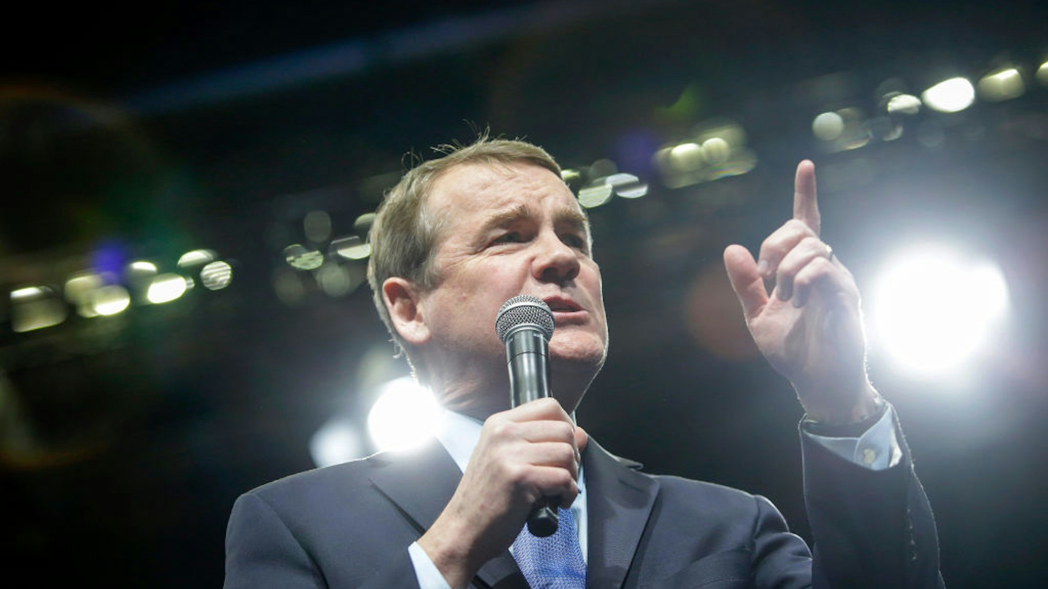 Michael Bennet speaks during The Iowa Democratic Party Liberty & Justice Celebration