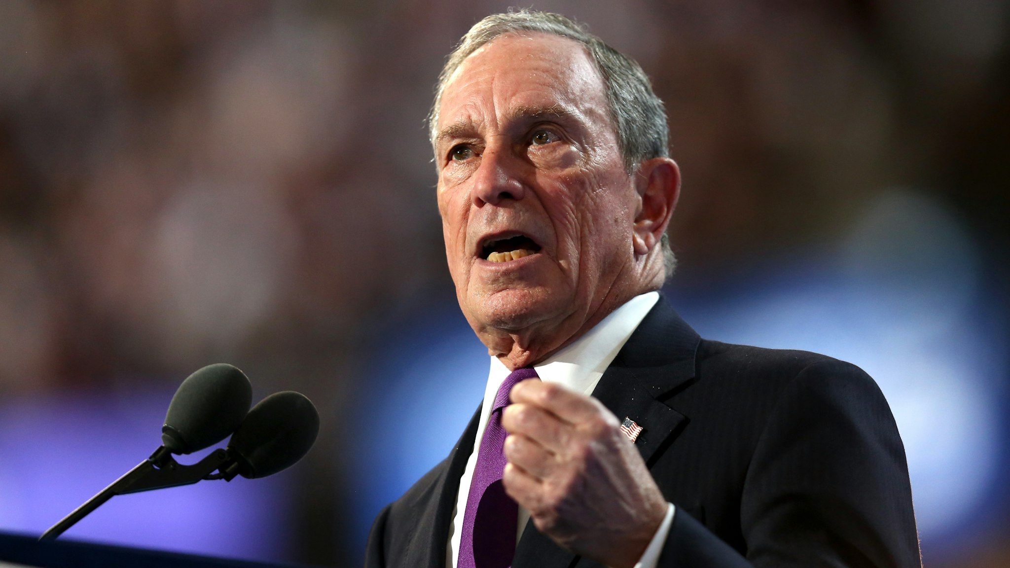 PHILADELPHIA, PA - JULY 27: Former New York City Mayor Michael Bloomberg delivers remarks on the third day of the Democratic National Convention at the Wells Fargo Center, July 27, 2016 in Philadelphia, Pennsylvania. Democratic presidential candidate Hillary Clinton received the number of votes needed to secure the party's nomination. An estimated 50,000 people are expected in Philadelphia, including hundreds of protesters and members of the media. The four-day Democratic National Convention kicked off July 25.