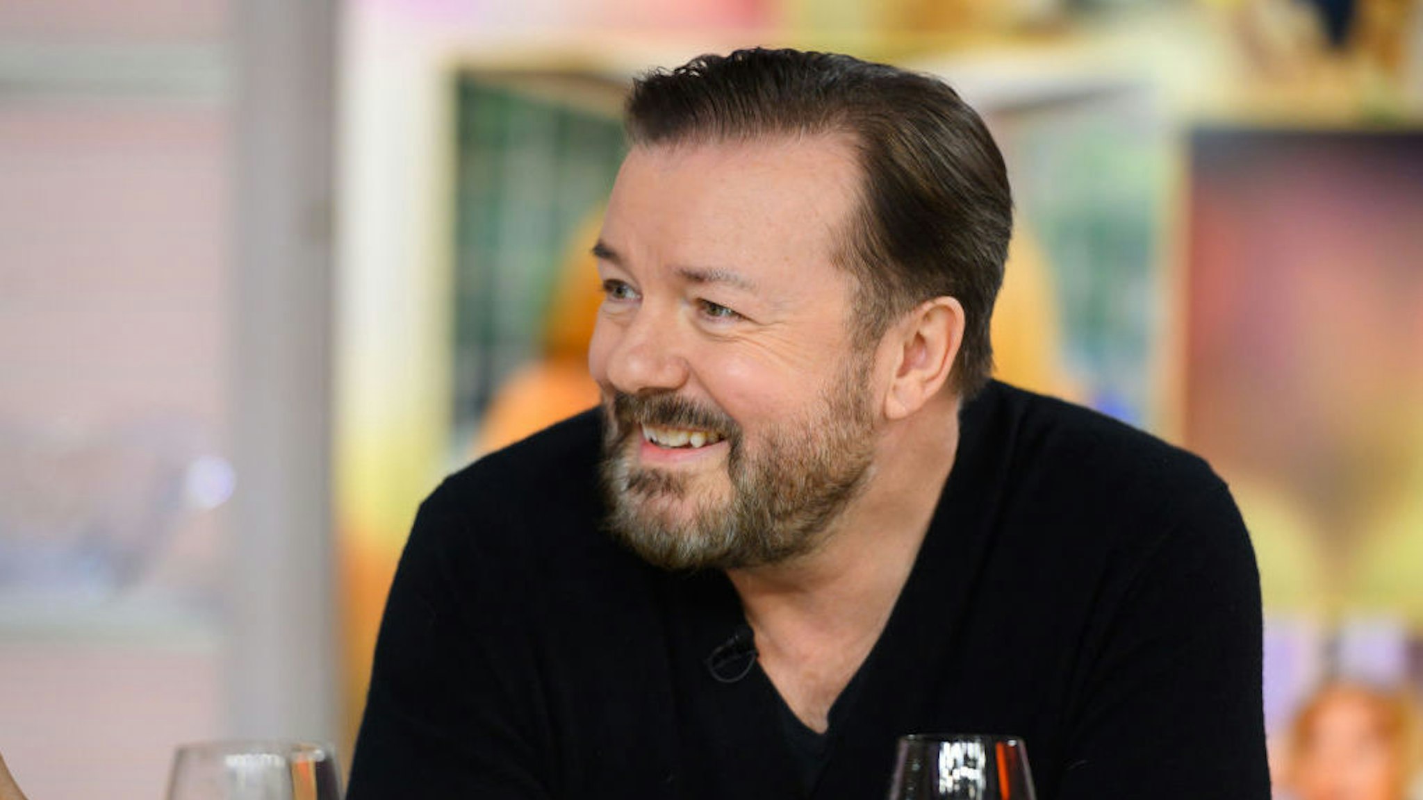 Ricky Gervais on Tuesday, March 12, 2019 -- (Photo by: Nathan Congleton/NBC/NBCU Photo Bank)