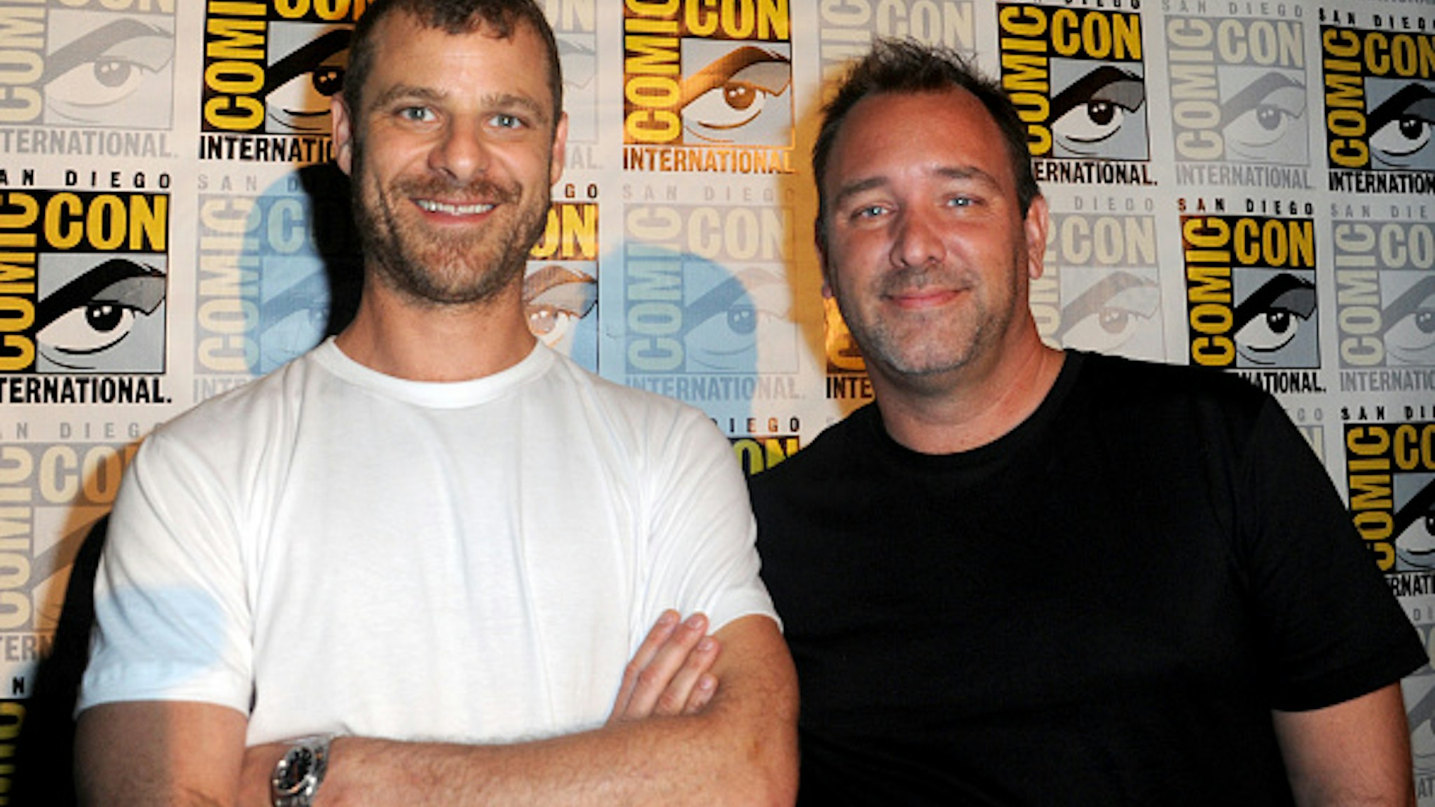 SAN DIEGO, CA - JULY 22: Writers/producers Trey Parker (L) and Matt Stone attend Comedy Central "South Park 20" during Comic-Con International 2016 at San Diego Convention Center on July 22, 2016 in San Diego, California.