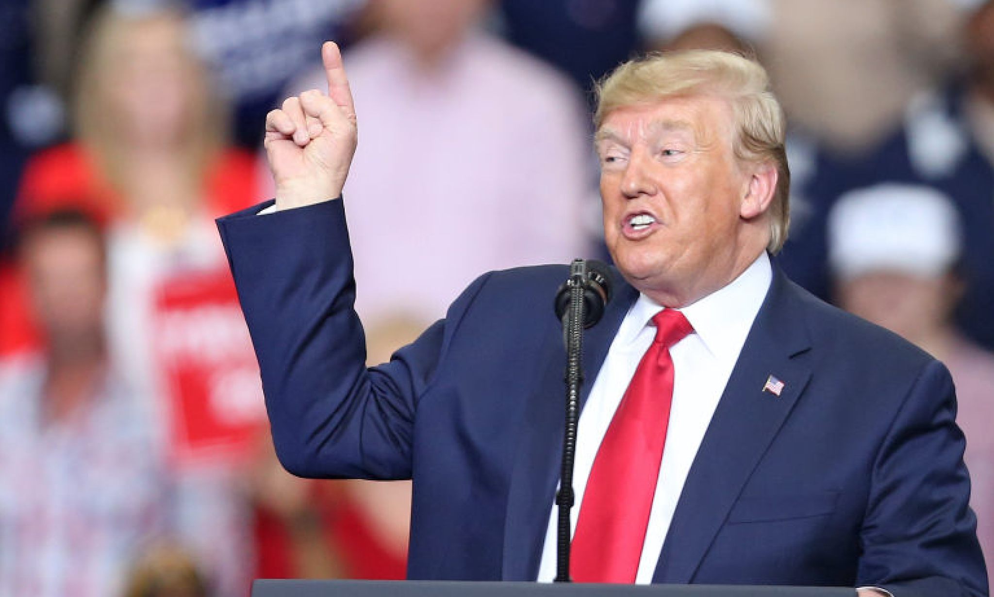 U.S. President Donald Trump speaks during a "Keep America Great" rally at the Monroe Civic Center on November 06, 2019 in Monroe, Louisiana.