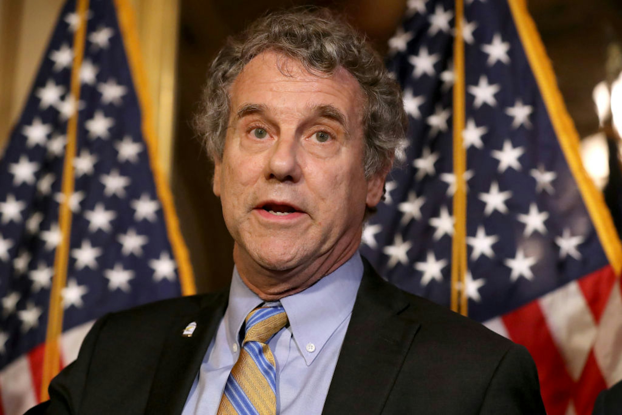Sherrod Brown speaks during a news conference with fellow congressional Democrats