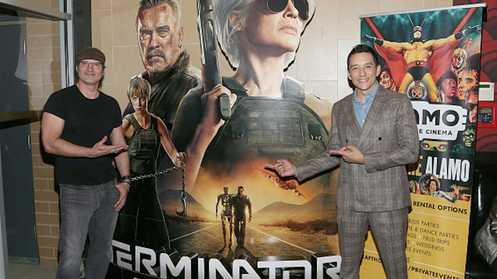 AUSTIN, TEXAS - OCTOBER 29: Gabriel Luna (R) and Robert Rodriguez attend the "Terminator: Dark Fate" Screening at the Alamo Drafthouse Cinema Slaughter Lane on October 29, 2019 in Austin, Texas.