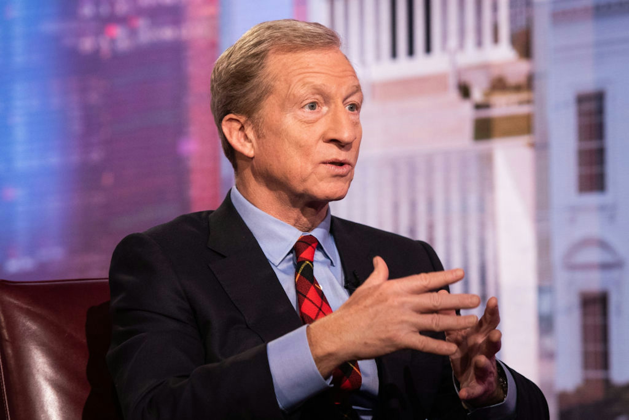Tom Steyer speaks during a Bloomberg Television interview