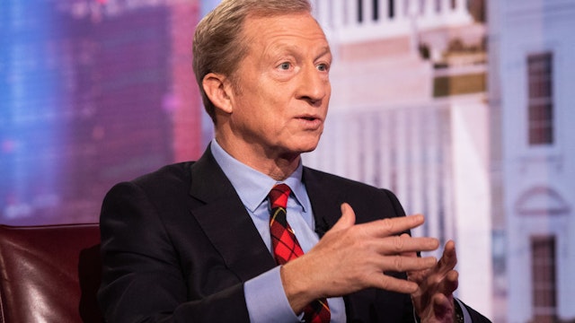Tom Steyer speaks during a Bloomberg Television interview