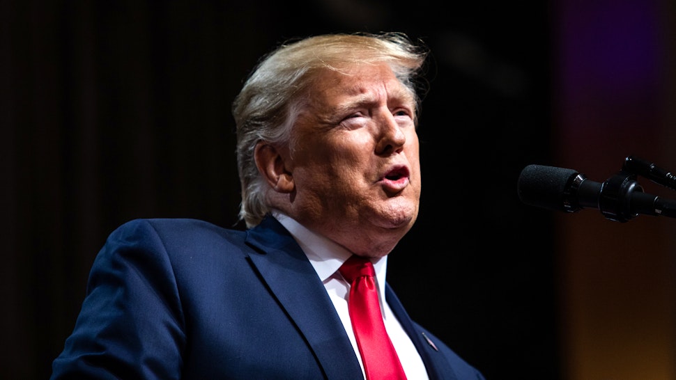 U.S. President Donald Trump speaks during an Economic Club of New York event in New York, U.S., on Tuesday, Nov. 12, 2019. Trump laid out the central pillar of his 2020 re-election campaign on Tuesday, telling the Economic Club of New York that his policies have generated a boom in growth and jobs.