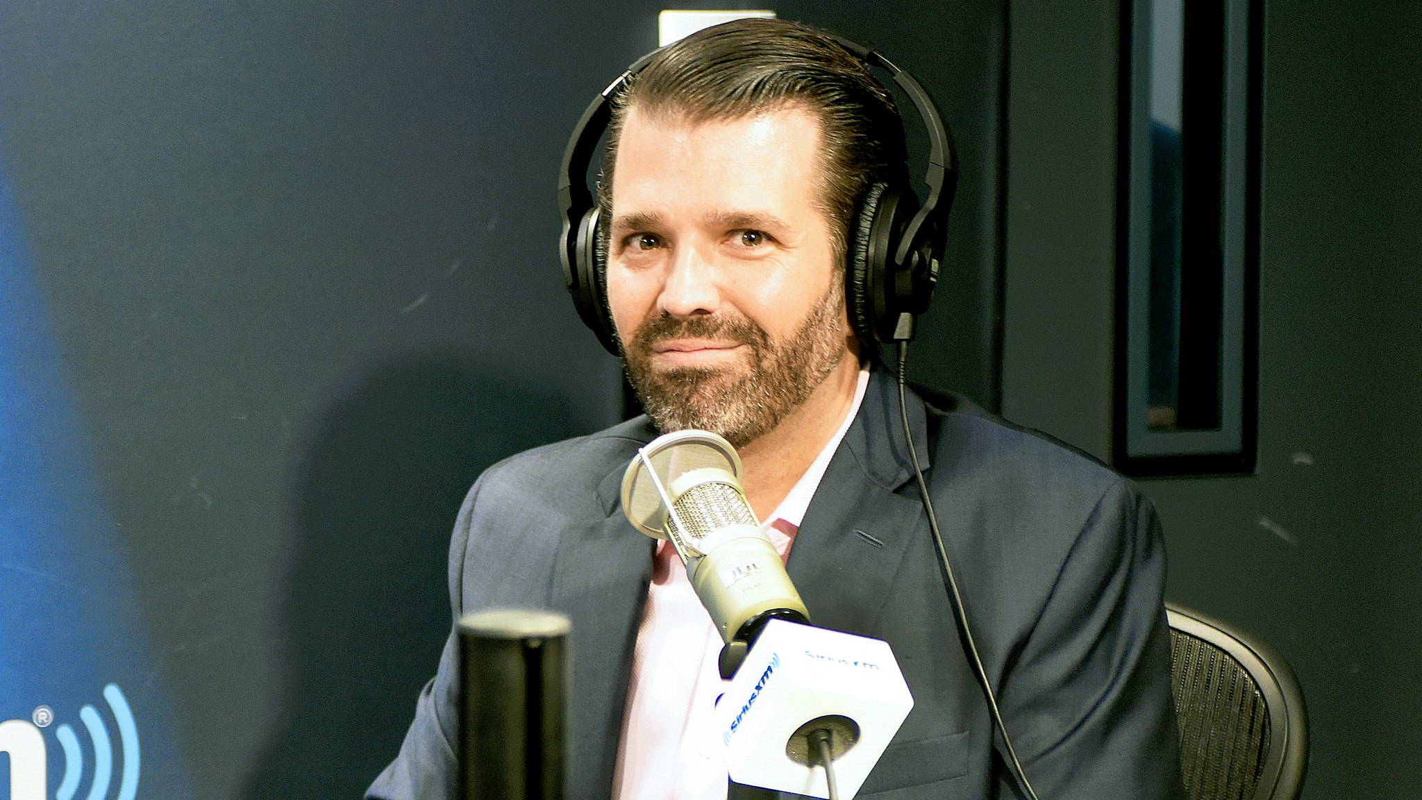 OCTOBER 31: (EXCLUSIVE COVERAGE) Donald Trump Jr. visits SiriusXM Studios on October 31, 2019 in New York City. (
