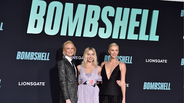Nicole Kidman, Margot Robbie, and Charlize Theron attend the special screening of Liongate's "Bombshell" at Regency Village Theatre on December 10, 2019 in Westwood, California.
