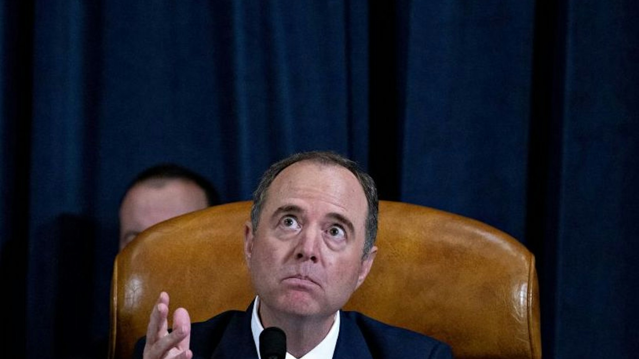 Representative Adam Schiff, a Democrat from California and chairman of the House Intelligence Committee, makes a closing statement during an impeachment inquiry hearing in Washington, D.C., U.S., on Thursday, Nov. 21, 2019. The committee hears from nine witnesses in open hearings this week in the impeachment inquiry into President Donald Trump.