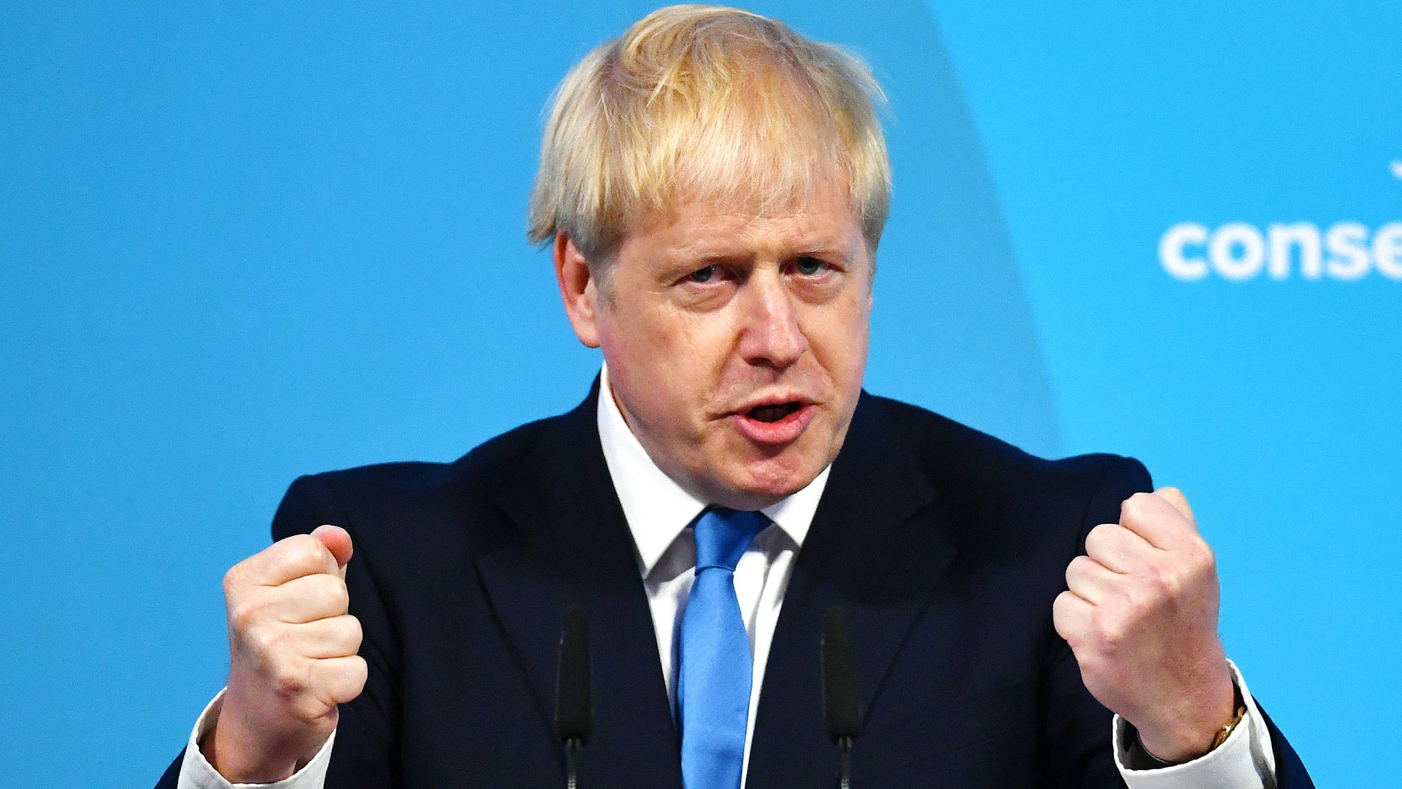Newly elected British Prime Minister Boris Johnson speaks during the Conservative Leadership announcement at the QEII Centre on July 23, 2019 in London, England. After a month of hustings, campaigning and televised debates the members of the UK's Conservative and Unionist Party have voted for Boris Johnson to be their new leader and the country's next Prime Minister, replacing Theresa May.