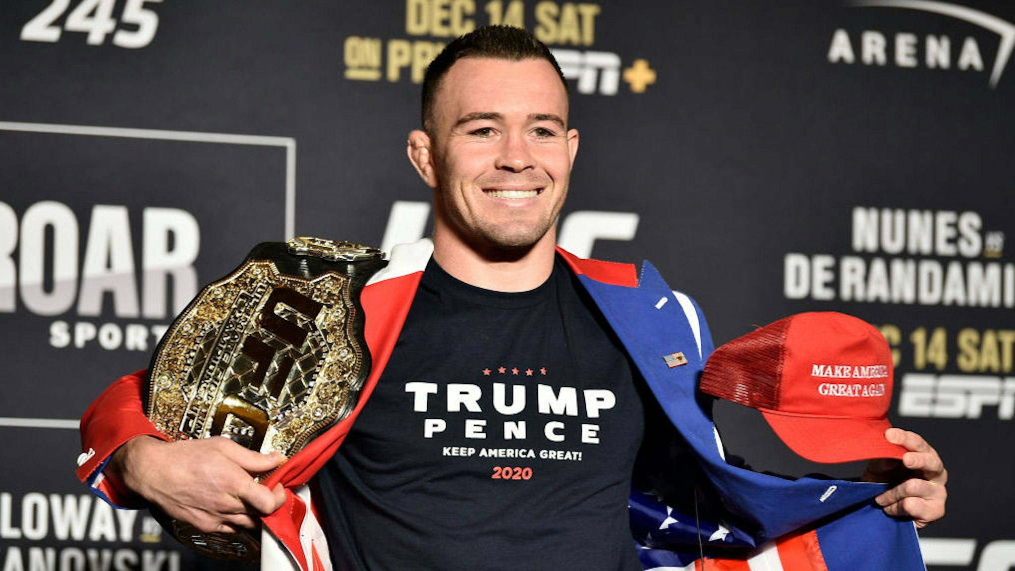 Colby Covington poses for the media during the UFC 245 Ultimate Media Day at the Red Rock Casino Resort on December 12, 2019 in Las Vegas, Nevada. (Photo by Chris Unger/Zuffa LLC via Getty Images)