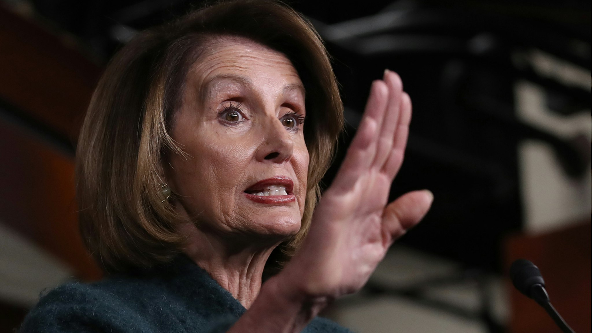 U.S. Speaker of the House Nancy Pelosi (D-CA) answers questions during her weekly press conference January 10, 2019 in Washington, DC.