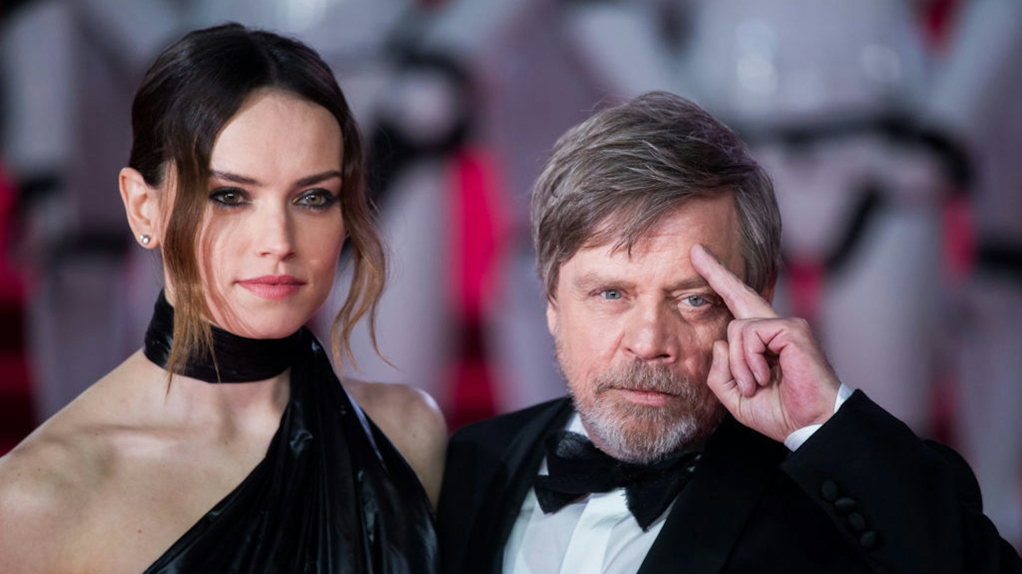 Daisy Ridley and Mark Hamill attend the European Premiere of 'Star Wars: The Last Jedi' at Royal Albert Hall on December 12, 2017 in London, England. (Photo by Samir Hussein/Samir Hussein/WireImage)