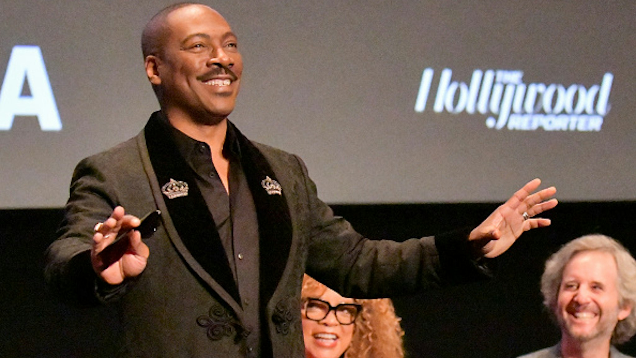 LOS ANGELES, CALIFORNIA - DECEMBER 02: Eddie Murphy speaks on stage at the Hammer Museum Los Angeles Presents MoMA Contenders 2019 Screening and Q&amp;A of "Dolemite Is My Name" at Hammer Museum on December 02, 2019 in Los Angeles, California.