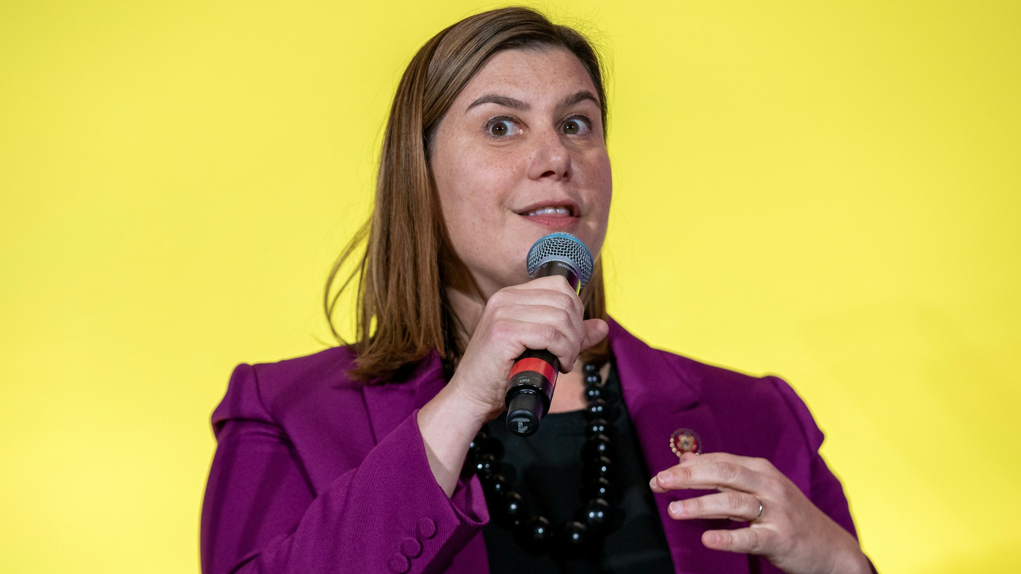 Representative Elissa Slotkin, a Democrat from Michigan, speaks during the DNC Women's Leadership Forum conference in Washington, D.C., U.S., on Thursday, Oct. 17, 2019. The WLF serves as the Democratic Party's centralized hub for activation, information, and fundraising for Democratic women and their allies.