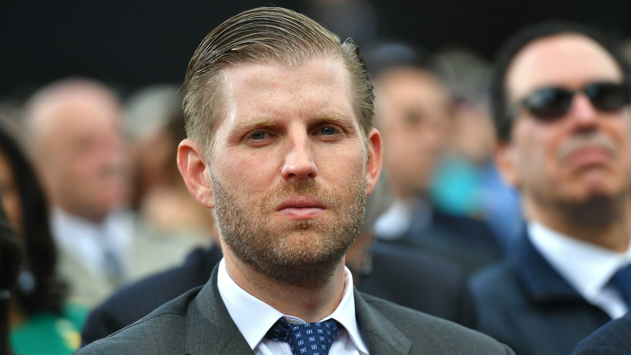 US businessman and son of the US president Eric Trump attends a French-US ceremony at the Normandy American Cemetery and Memorial in Colleville-sur-Mer, Normandy, northwestern France, on June 6, 2019, as part of D-Day commemorations marking the 75th anniversary of the World War II Allied landings in Normandy.