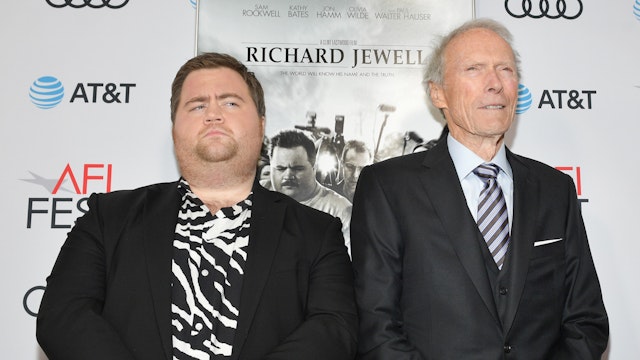 Paul Walter Hauser and Clint Eastwood attend the "Richard Jewell" premiere during AFI FEST 2019 Presented By Audi at TCL Chinese Theatre on November 20, 2019 in Hollywood, California.