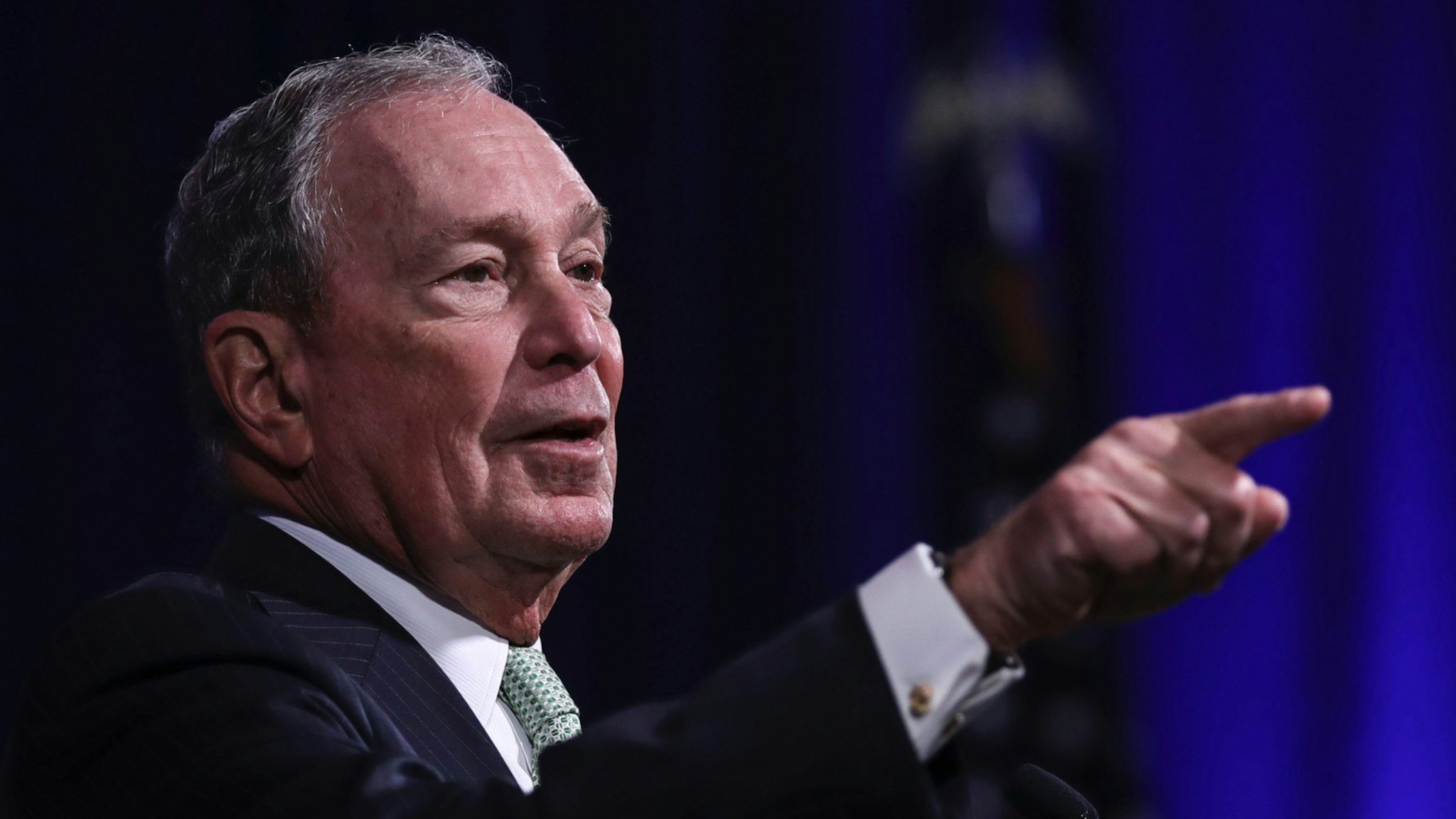 Newly announced Democratic presidential candidate, former New York Mayor Michael Bloomberg speaks during a press conference to discuss his presidential run on November 25, 2019 in Norfolk, Virginia.