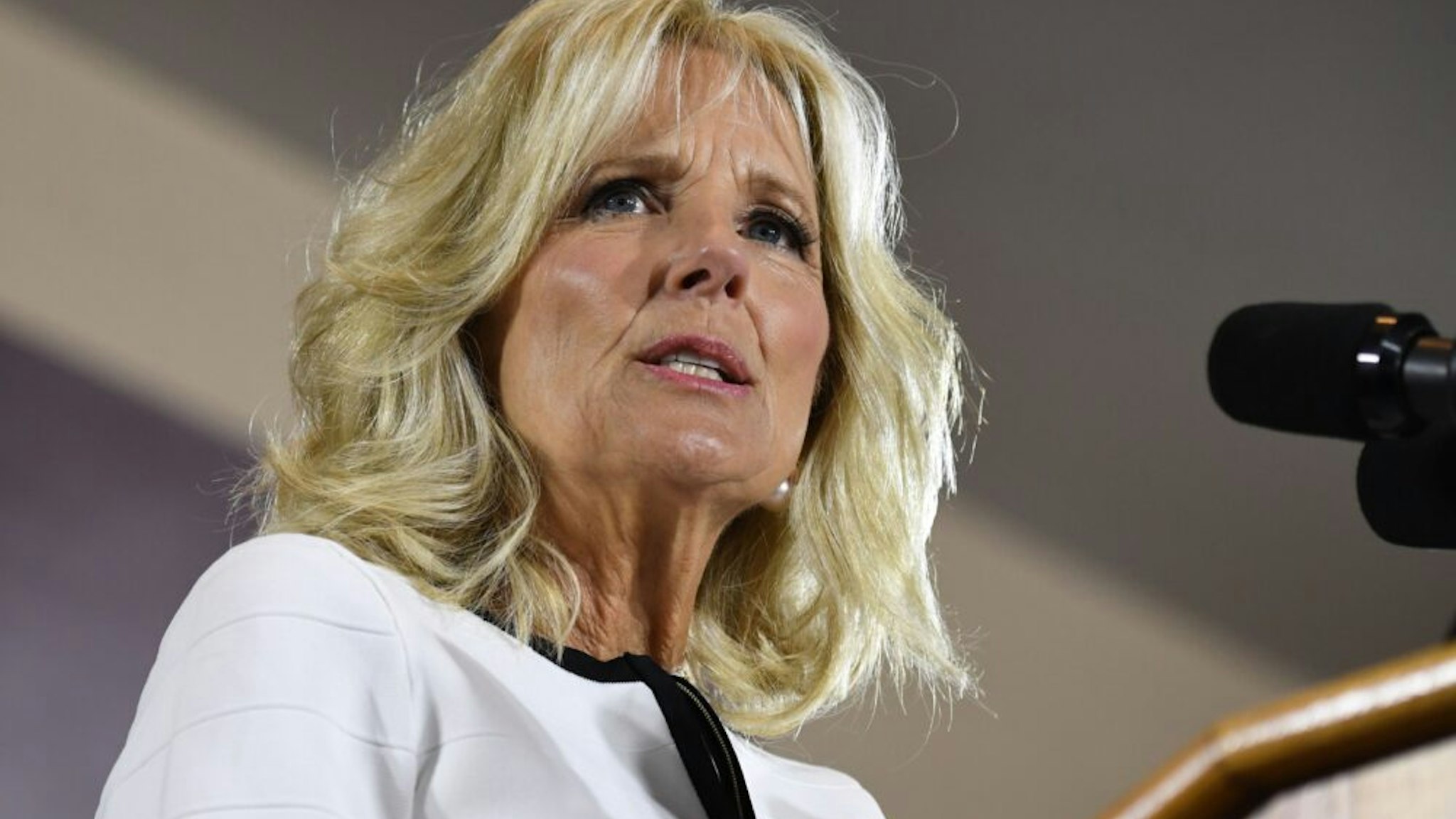 Jill Biden, wife of former US vice president Joe Biden, speaks during her husband's first campaign event as a candidate for US President at Teamsters Local 249 in Pittsburgh, Pennsylvania, April 29, 2019.