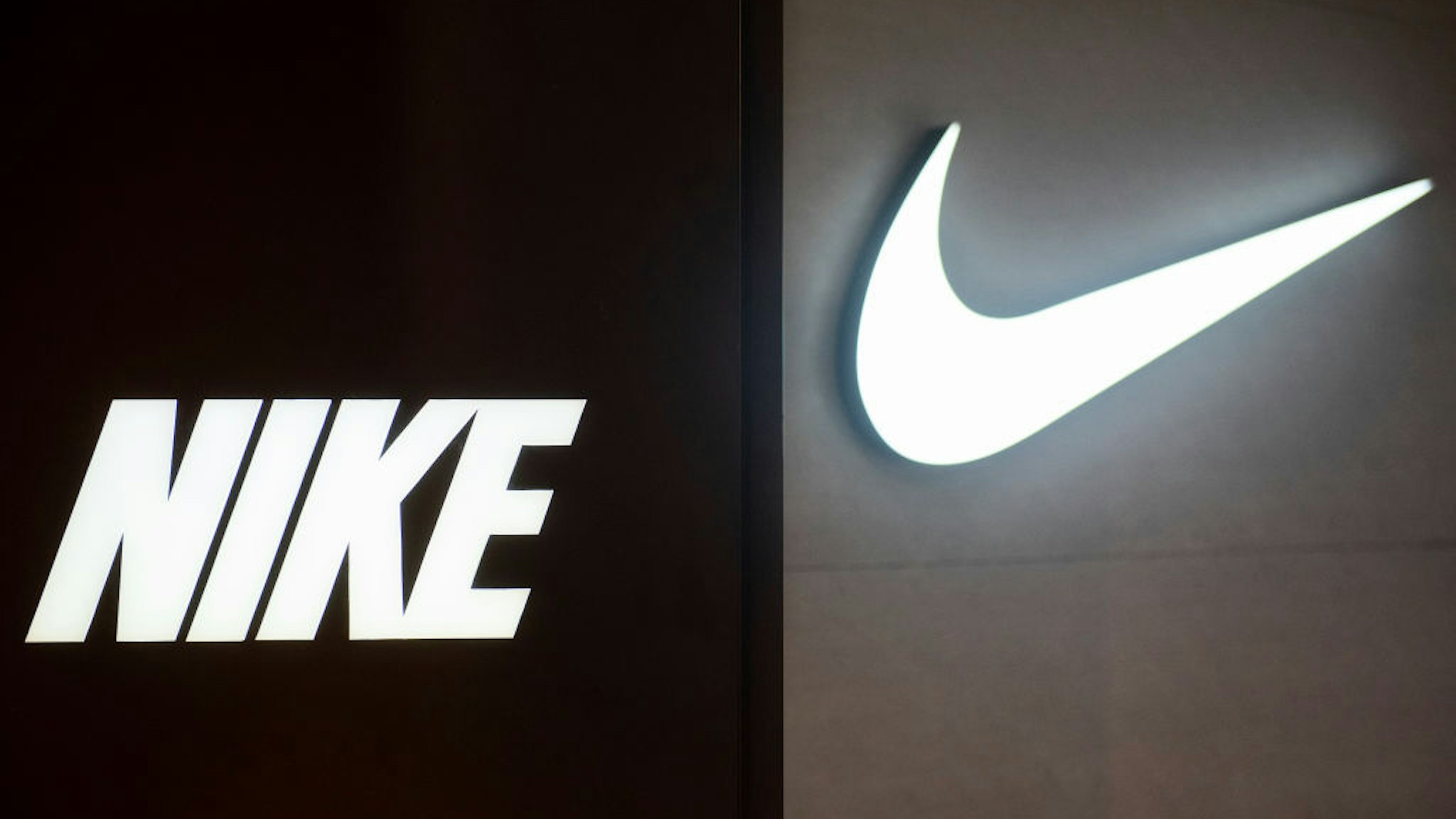 A logo of an American multinational sport clothing brand Nike seen in Hong Kong.