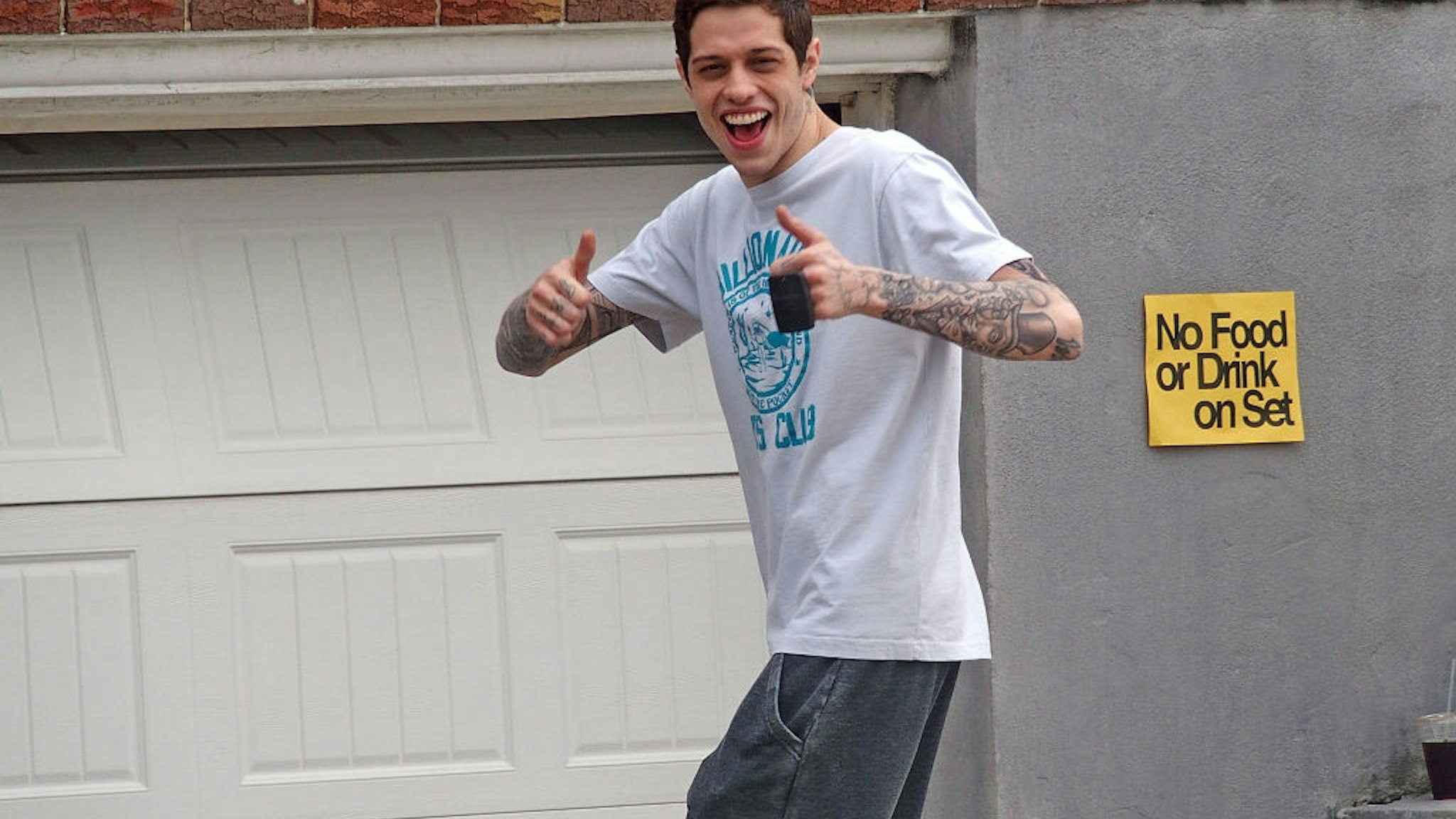 Pete Davidson seen on the set for the untitled Judd Apatow/Pete Davidson project aka "Staten Island" on June 5, 2019 in New York City.