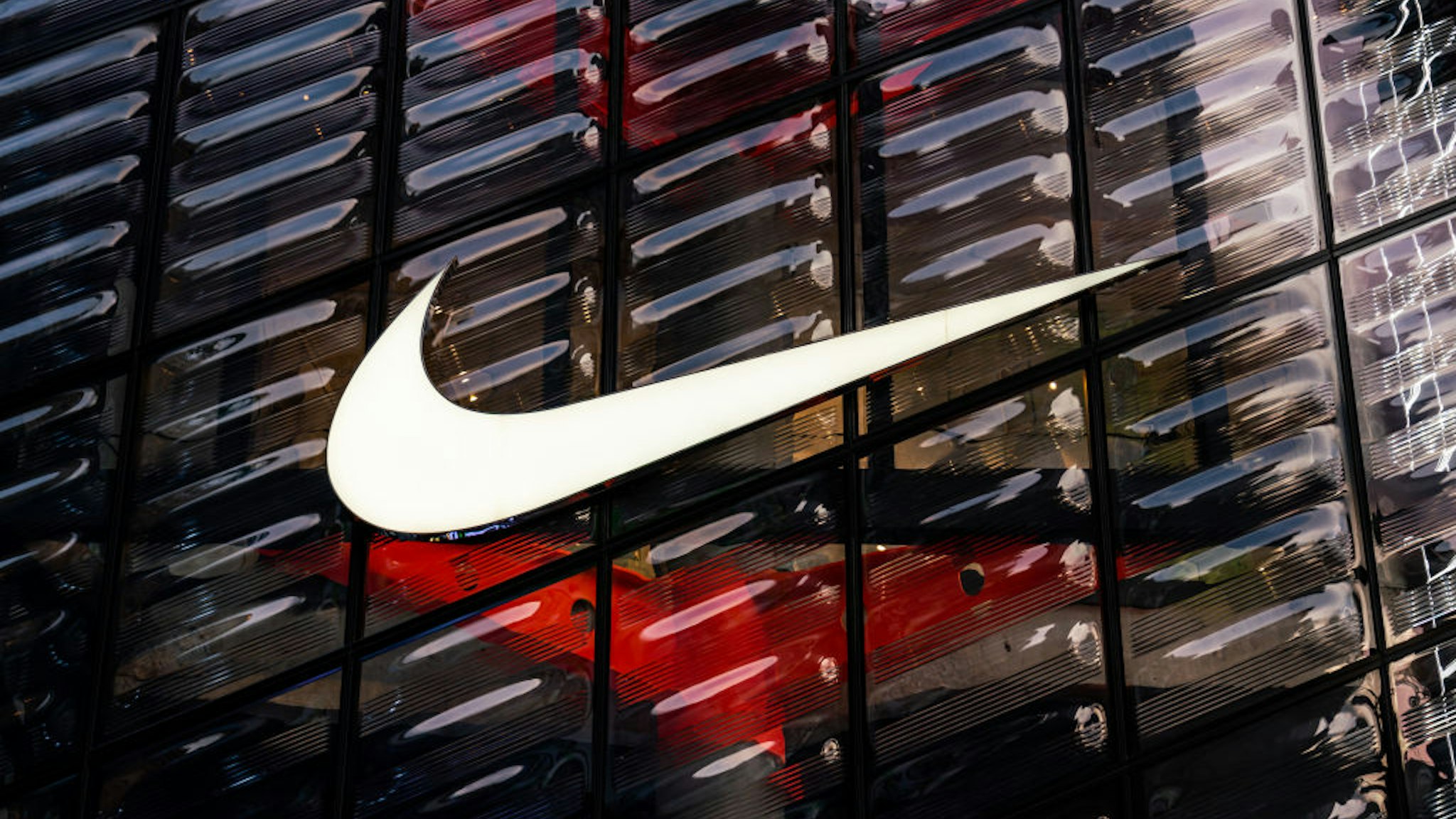 An American multinational sportswear corporation Nike logo seen in Shanghai.