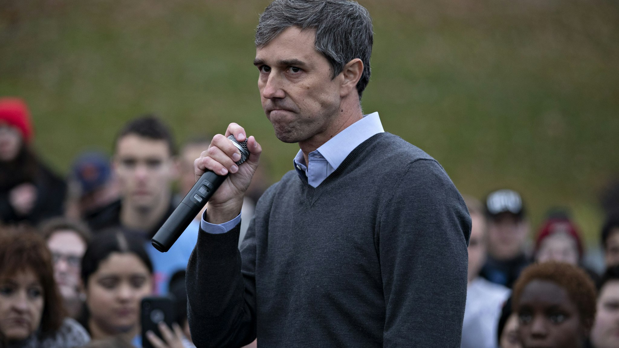 Beto O'Rourke, former Representative from Texas, speaks on the sidelines of the Iowa Democratic Party Liberty & Justice Dinner in Des Moines, Iowa, U.S., on Friday, Nov. 1, 2019. The former Texas congressman said in a blog post earlier in the day that he was ending his bid for the White House amid lackluster fundraising and poor poll numbers. Photographer: Daniel Acker/Bloomberg via Getty Images