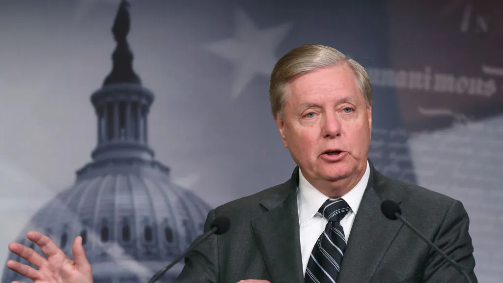 Senate Judiciary Committee Chairman Lindsey Graham (R-SC), speaks after introducing a resolution condemning House Impeachment inquiry against President Donald Trump, at the U.S. Capitol on October 24, 2019 in Washington, DC.