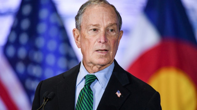 AURORA, CO - DECEMBER 05: Democratic presidential candidate, former New York City Mayor Michael Bloomberg speaks during an event to introduce his gun safety policy agenda at the Heritage Christian Center on December 5, 2019 in Aurora, Colorado. The event, which was closed to the public, was held with survivors of gun violence and community leaders from across Colorado.