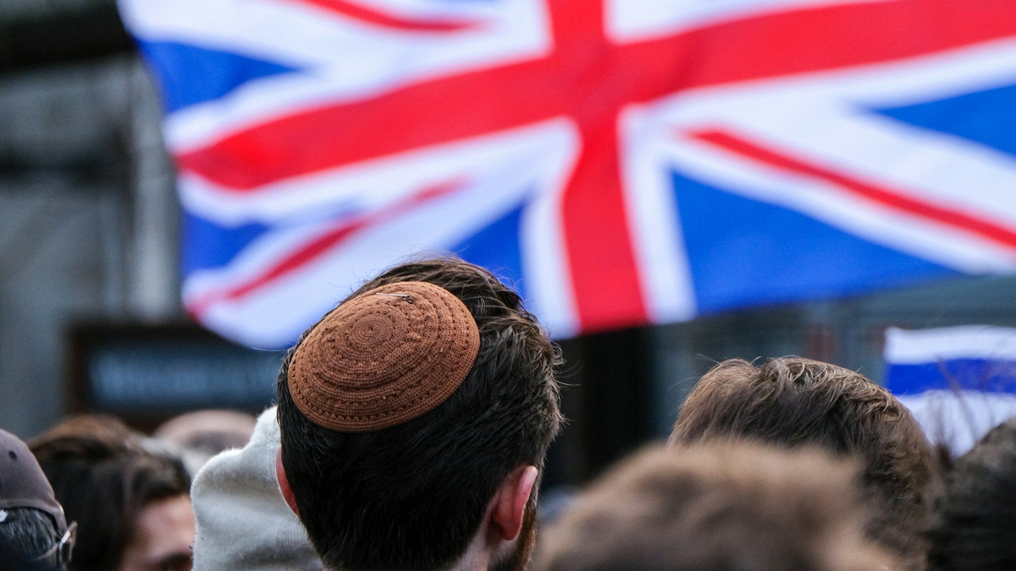 LONDON, UNITED KINGDOM DECEMBER 08, 2019 - People stage a Together Against Antisemitism rally in Parliament Square- PHOTOGRAPH BY Matthew Chattle / Barcroft Media (Photo credit should read Matthew Chattle / Barcroft Media via Getty Images)