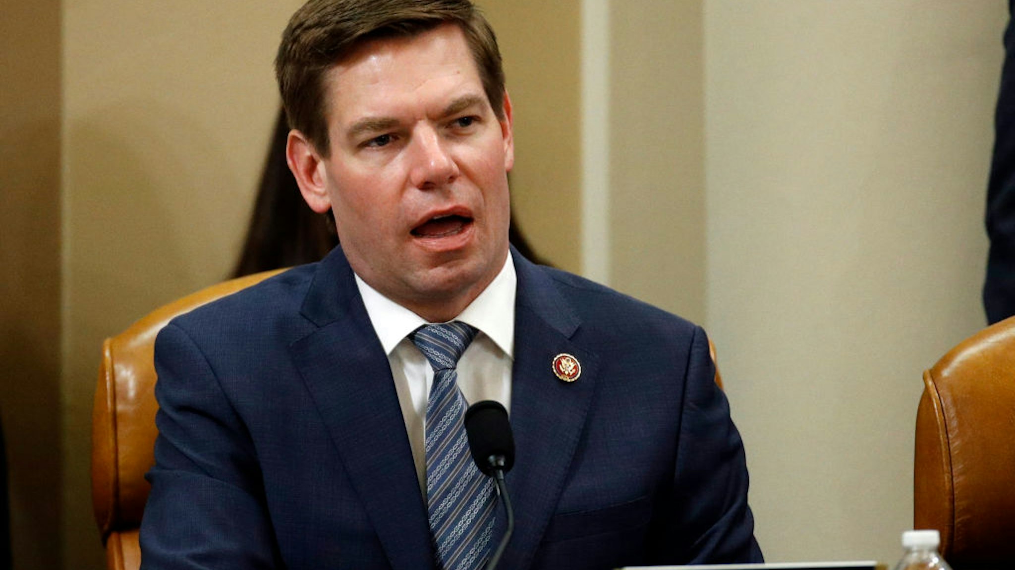Rep. Eric Swalwell, D-Calf., votes to approve the second article of impeachment as the House Judiciary Committee holds a public hearing to vote on the two articles of impeachment against U.S. President Donald Trump in the Longworth House Office Building on Capitol Hill December 13, 2019 in Washington, DC.