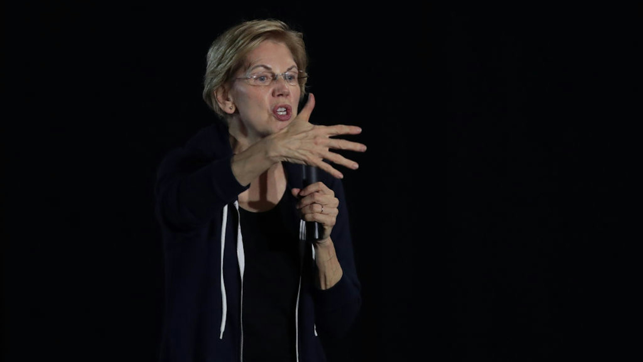 Democratic presidential candidate Sen. Elizabeth Warren (D-MA) speaks to guests during a campaign stop at the Val Air Ballroom on November 25, 2019 in West Des Moines, Iowa.