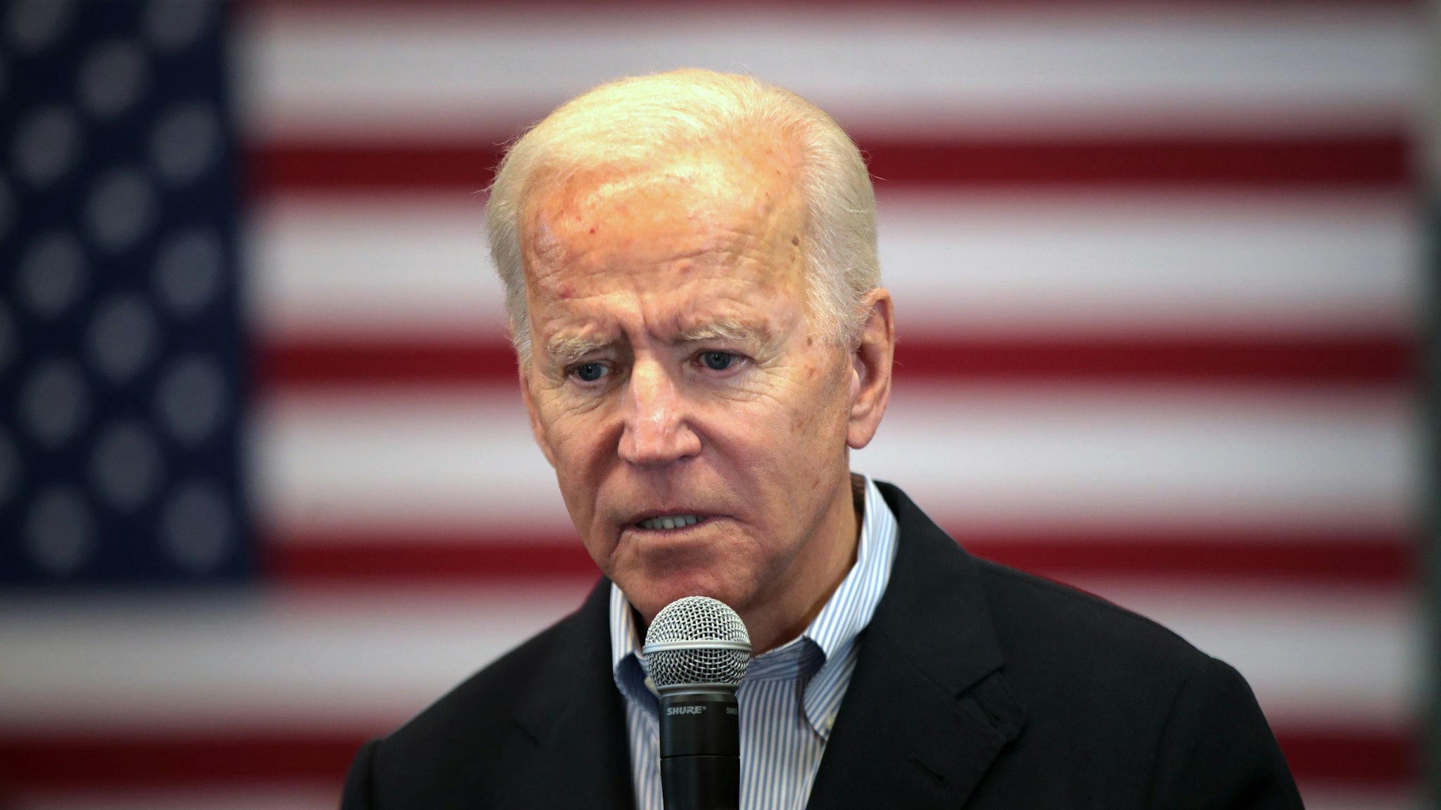 ALGONA, IOWA - DECEMBER 02: Democratic presidential candidate, former Vice President Joe Biden speaks during a campaign stop at the Water's Edge Nature Center on December 2, 2019 in Algona, Iowa. The stop was part of Biden's 650-mile "No Malarkey" campaign bus trip through rural Iowa. The 2020 Iowa Democratic caucuses will take place on February 3, 2020, making it the first nominating contest for the Democratic Party in choosing their presidential candidate to face Donald Trump in the 2020 election.