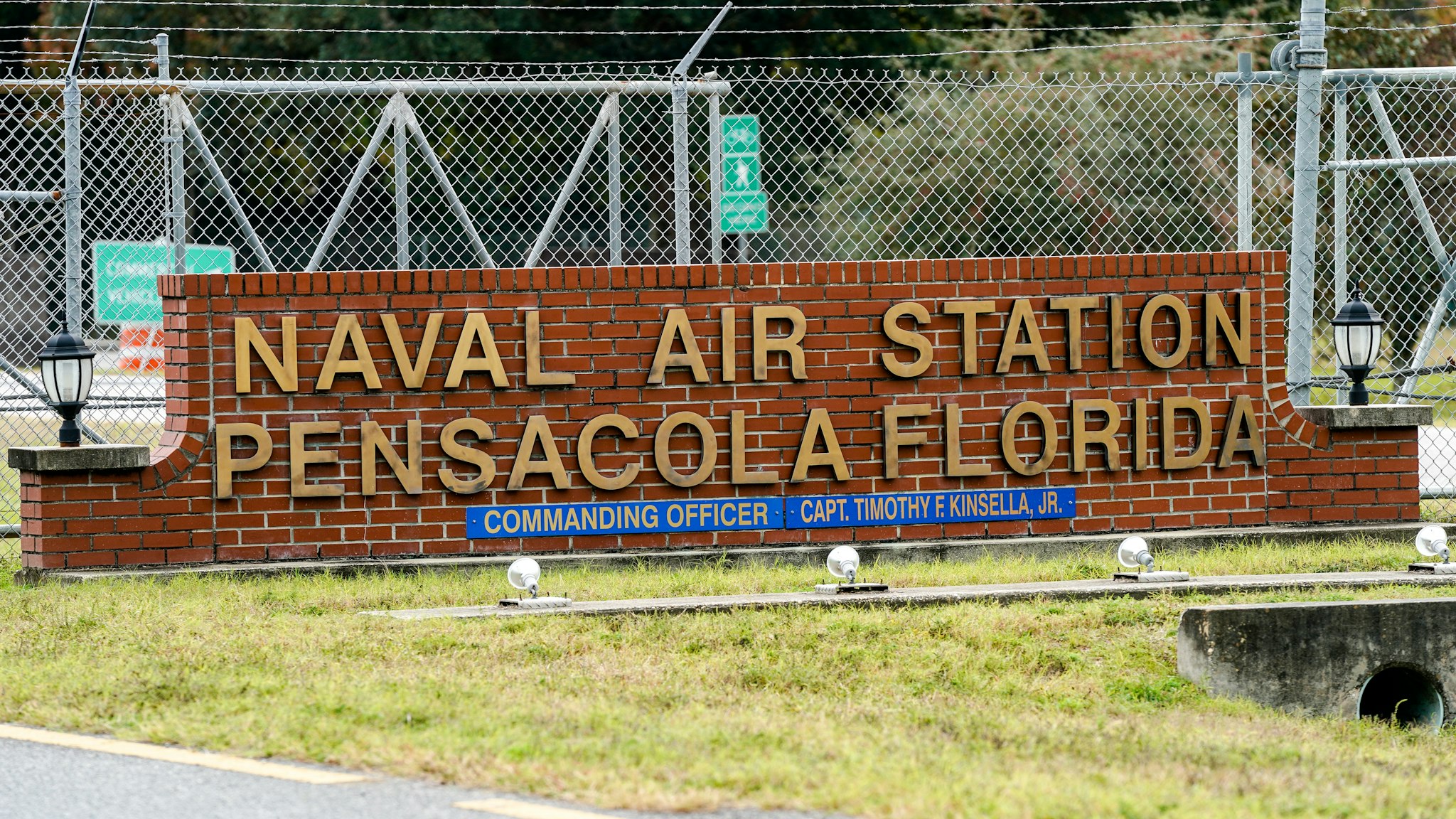 PENSACOLA, FLORIDA - DECEMBER 06: A general view of the atmosphere at the Pensacola Naval Air Station following a shooting on December 06, 2019 in Pensacola, Florida. The second shooting on a U.S. Naval Base in a week has left three dead plus the suspect and seven people wounded.
