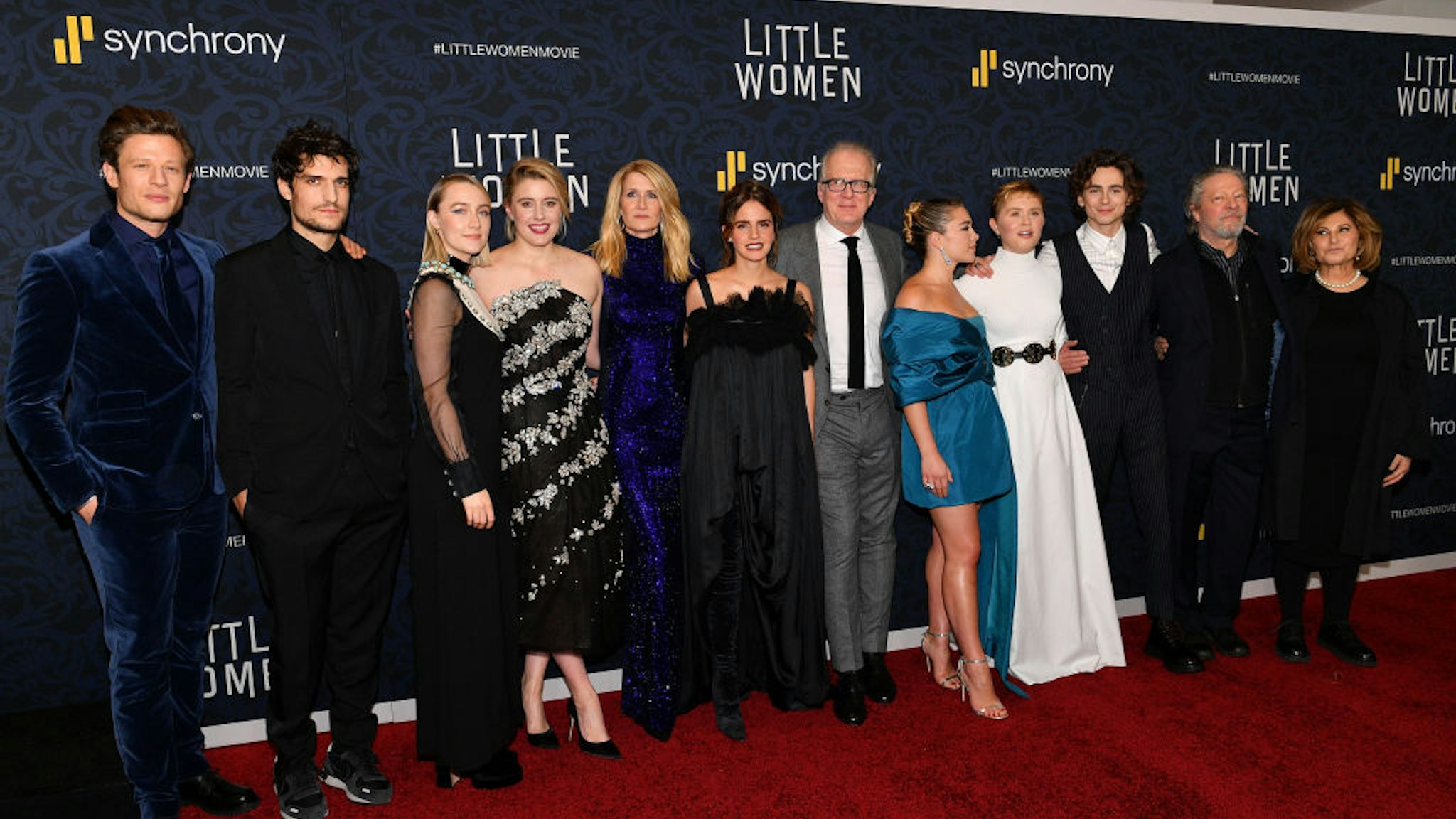 Hadley Robinson, James Norton, Louis Garrel, Saoirse Ronan, Laura Dern, Emma Watson, Tracy Letts, Florence Pugh, Eliza Scanlen, Chris Cooper and producer Amy Pascal attend the "Little Women" World Premiere at Museum of Modern Art on December 07, 2019 in New York City.