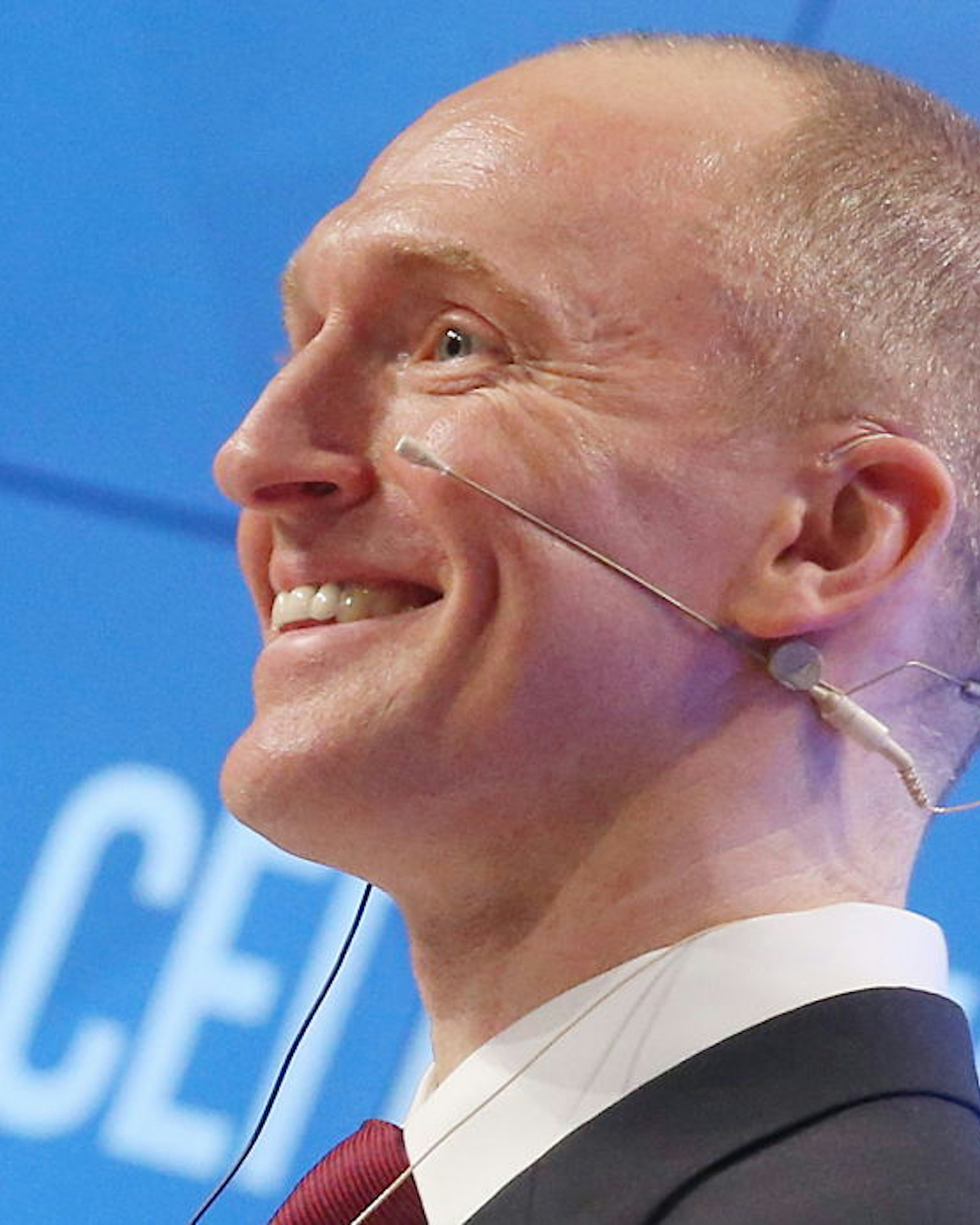 Carter Page, Global Energy Capital LLC Managing Partner and a former foreign policy adviser to U.S. President-Elect Donald Trump, makes a presentation titled " Departing from Hypocrisy: Potential Strategies in the Era of Global Economic Stagnation, Security Threats and Fake News" during his visit to Moscow.